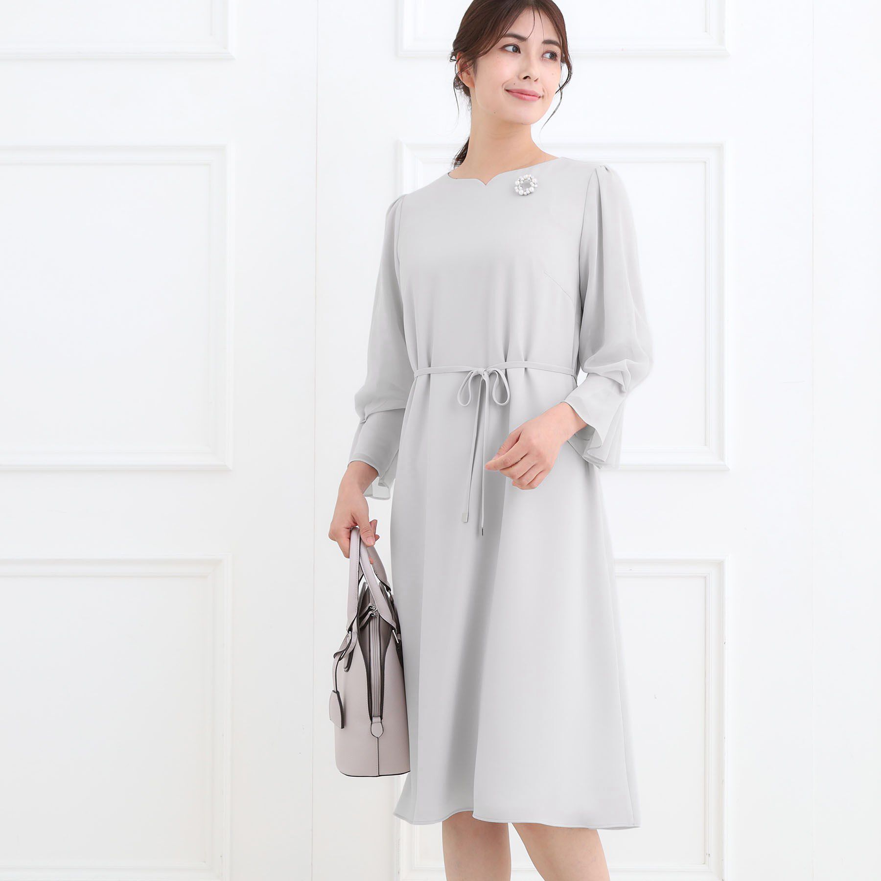 Reflect「【付属リボン付き】スリーブデザインジョーゼットワンピース」|ワンピース|