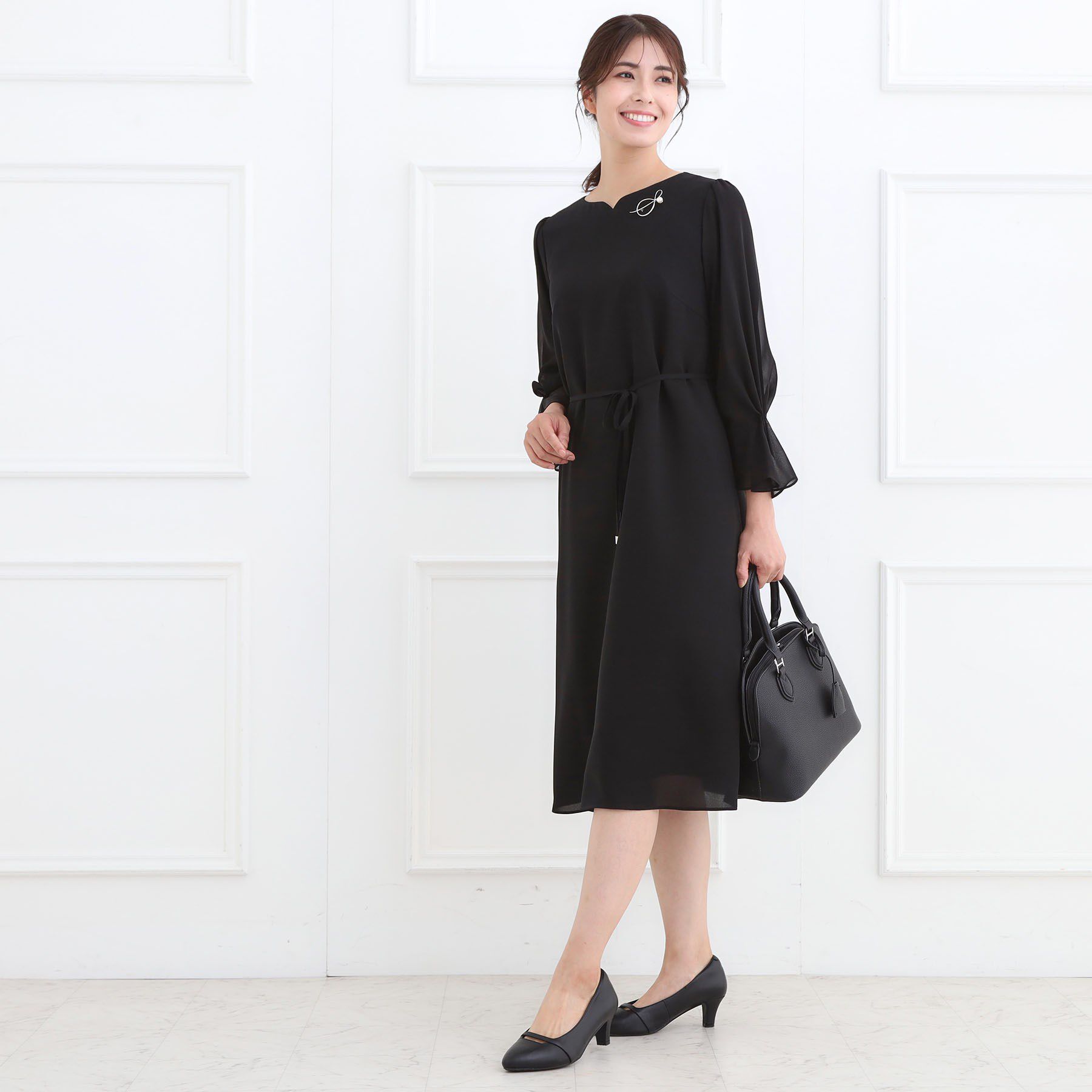 Reflect「【付属リボン付き】スリーブデザインジョーゼットワンピース」|ワンピース|