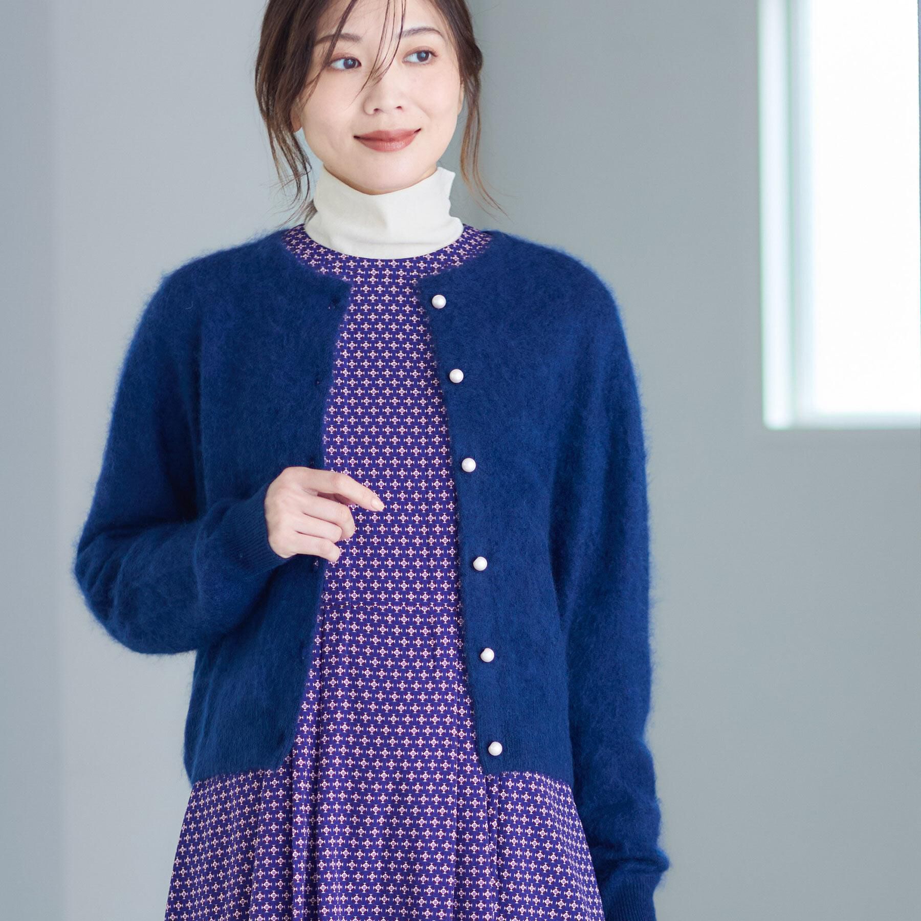 Reflect「【秋映え／カシミヤ100％／プルオーバーとしても◎】ふんわりカーディガン」|カーディガン|ネイビー(094)