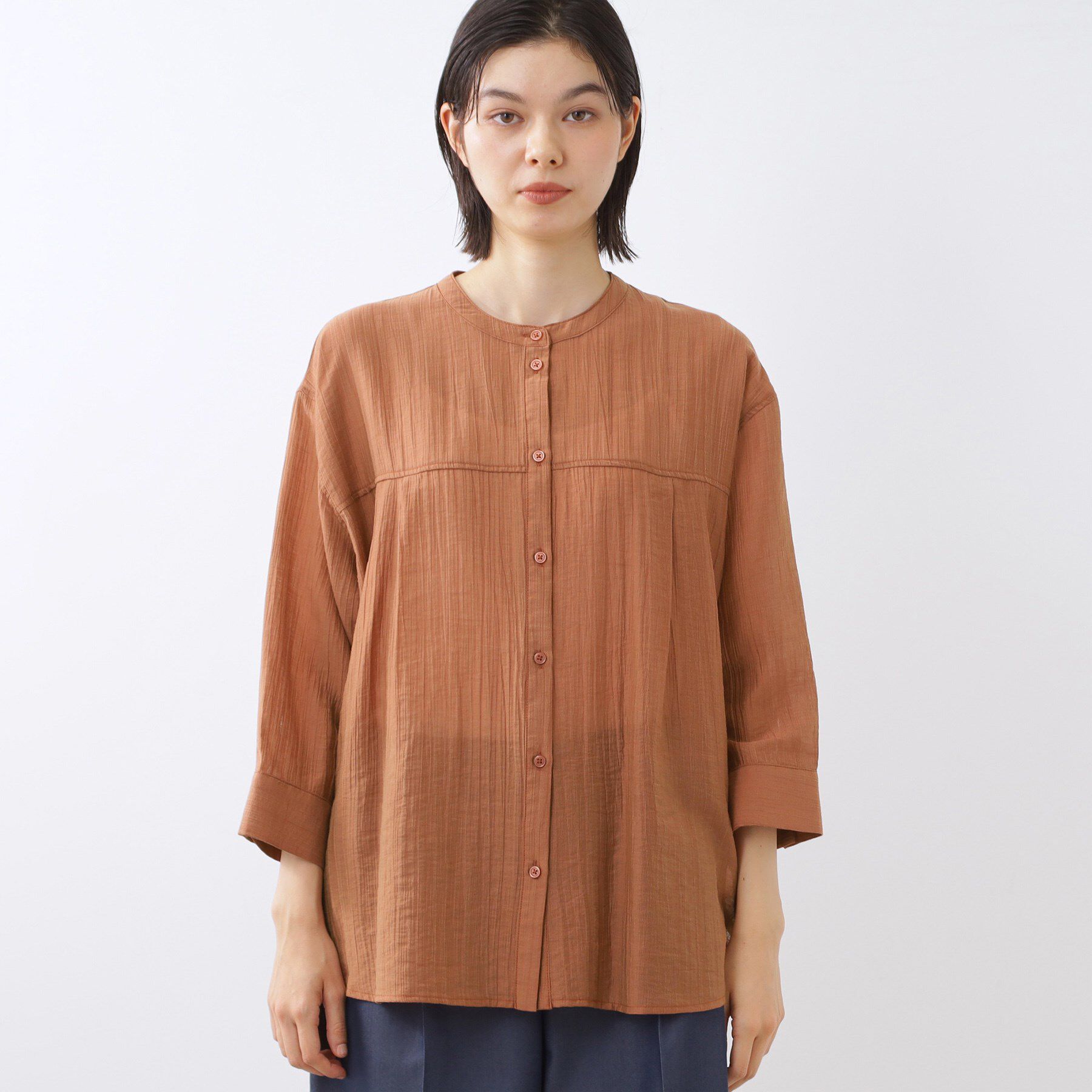 Reflect「【重ね着でも一枚着でも◎】バンドカラーオーバーサイズシャツブラウス」|シャツ・ブラウス|