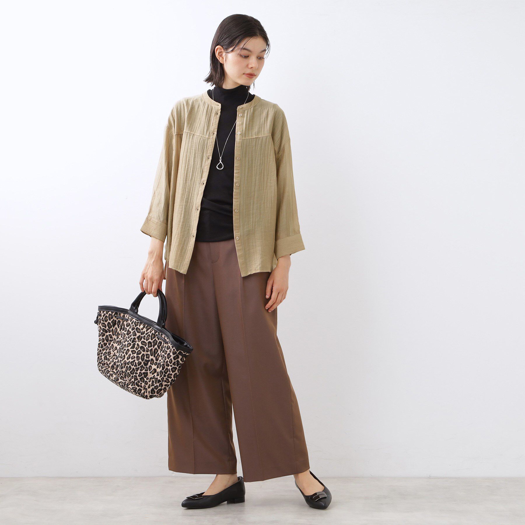 Reflect「【重ね着でも一枚着でも◎】バンドカラーオーバーサイズシャツブラウス」|シャツ・ブラウス|