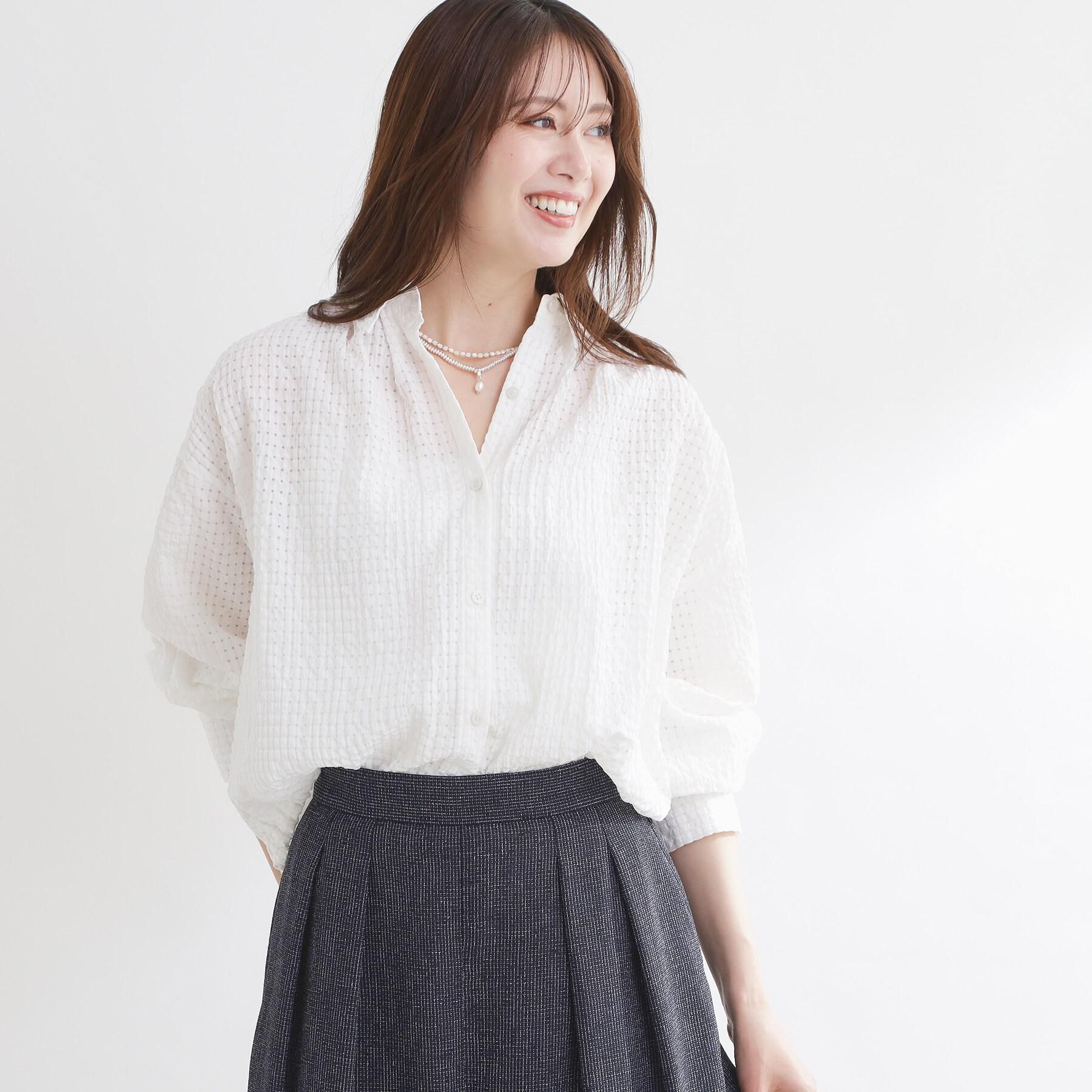 Reflect「【選べる2柄／セットアップ可】シャツ衿シアーブラウス」|シャツ・ブラウス|