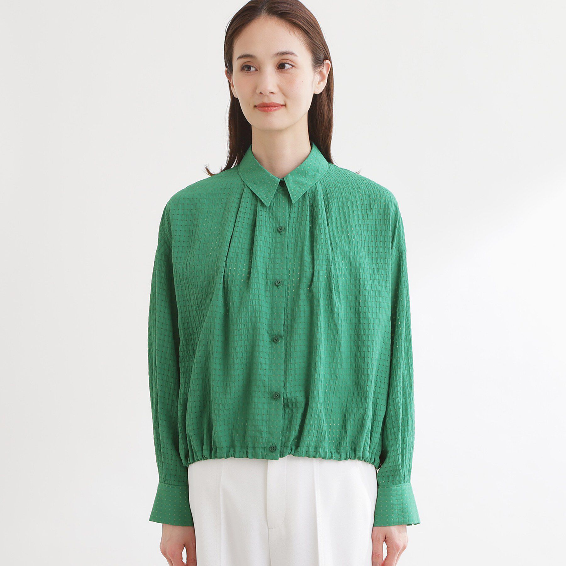 Reflect「【選べる2柄／セットアップ可】シャツ衿シアーブラウス」|シャツ・ブラウス|