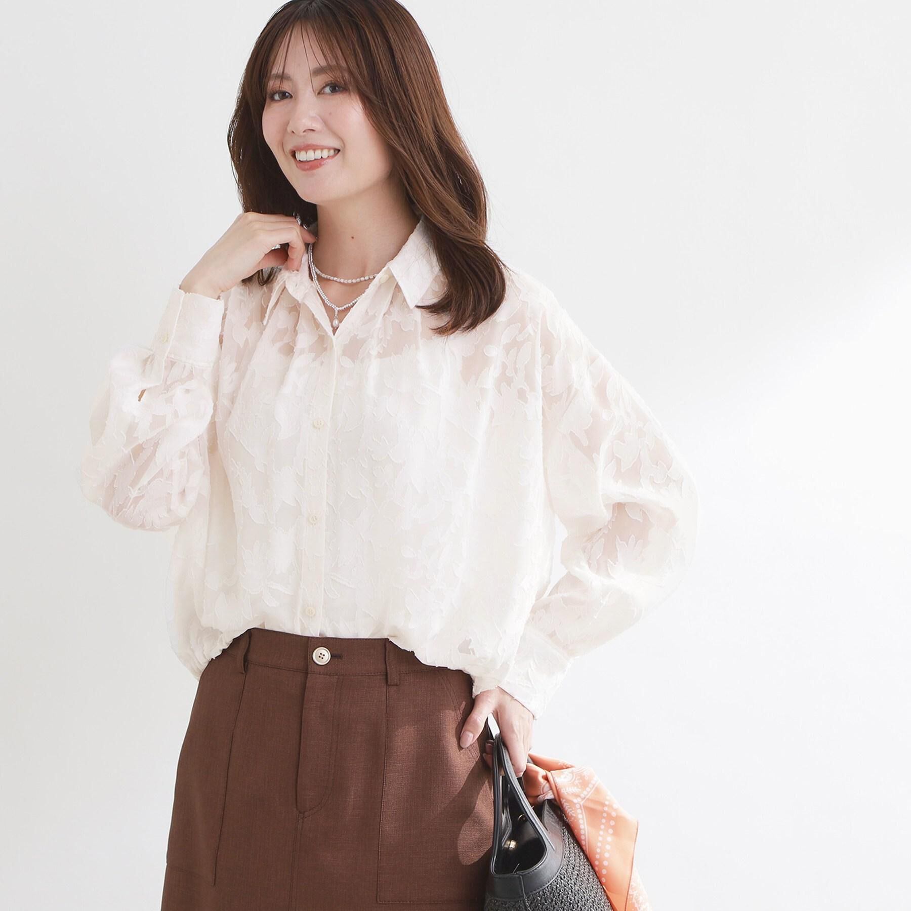 Reflect「【選べる2柄／セットアップ可】シャツ衿シアーブラウス」|シャツ・ブラウス|