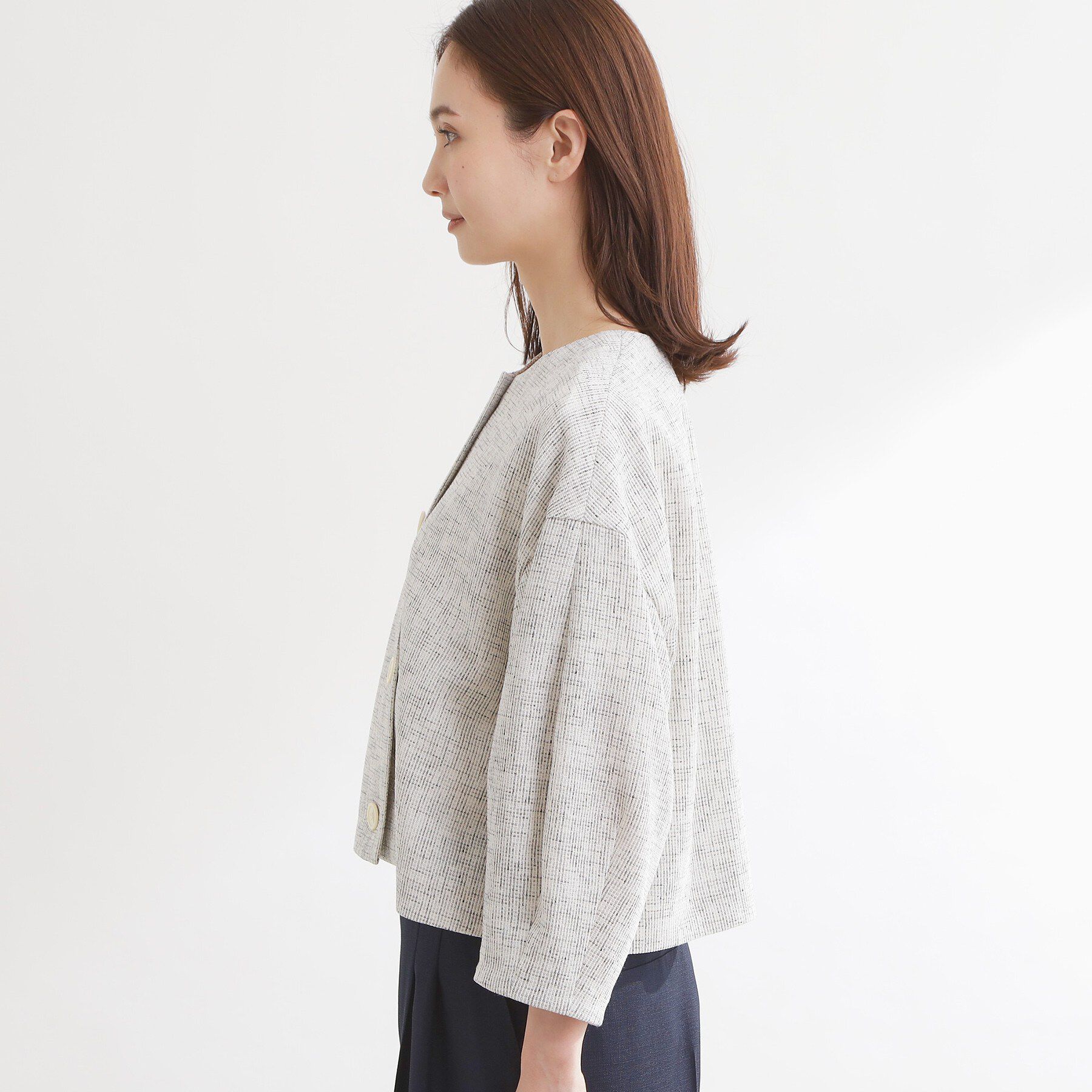 Reflect「ツイードノーカラージャケット」|ノーカラージャケット|