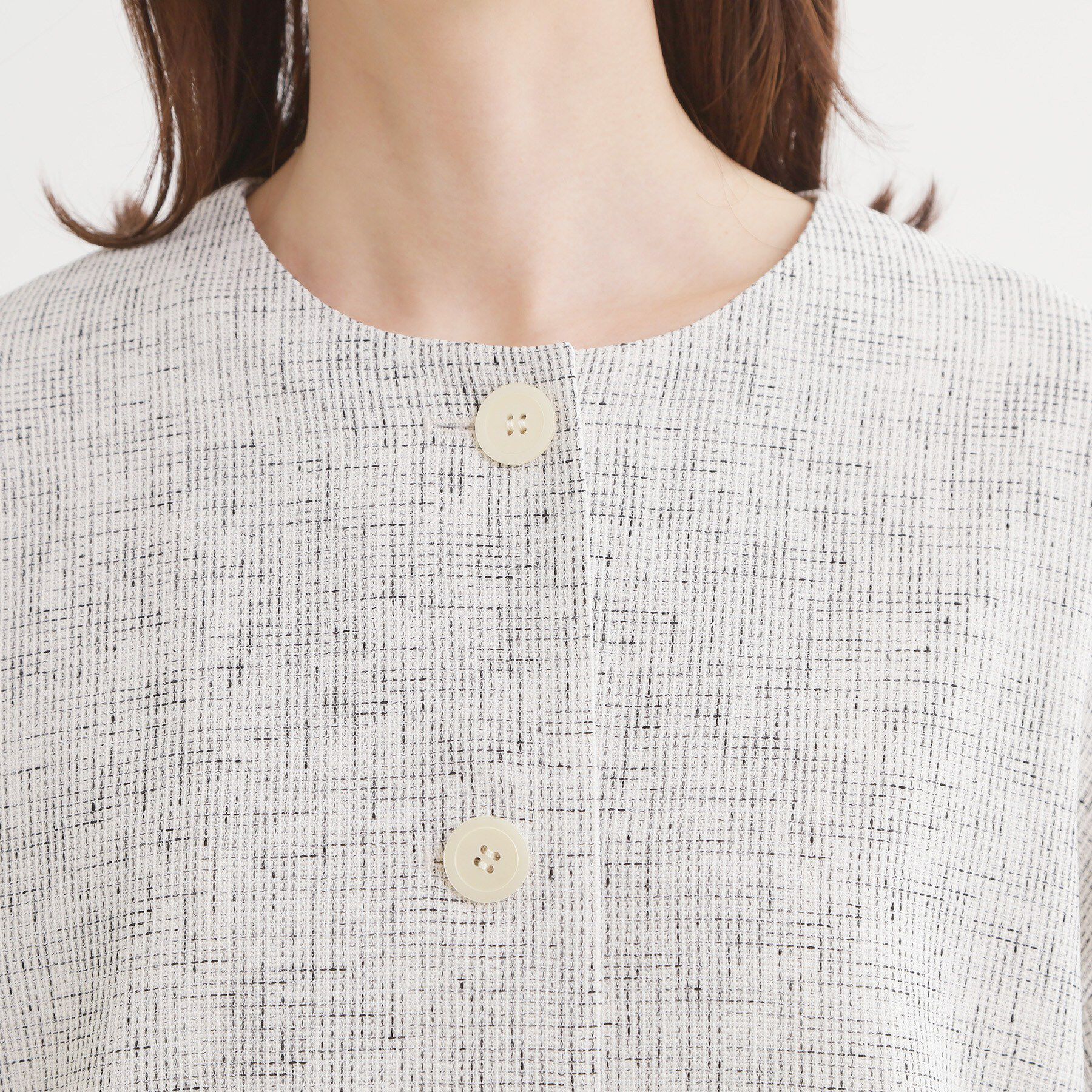 Reflect「ツイードノーカラージャケット」|ノーカラージャケット|