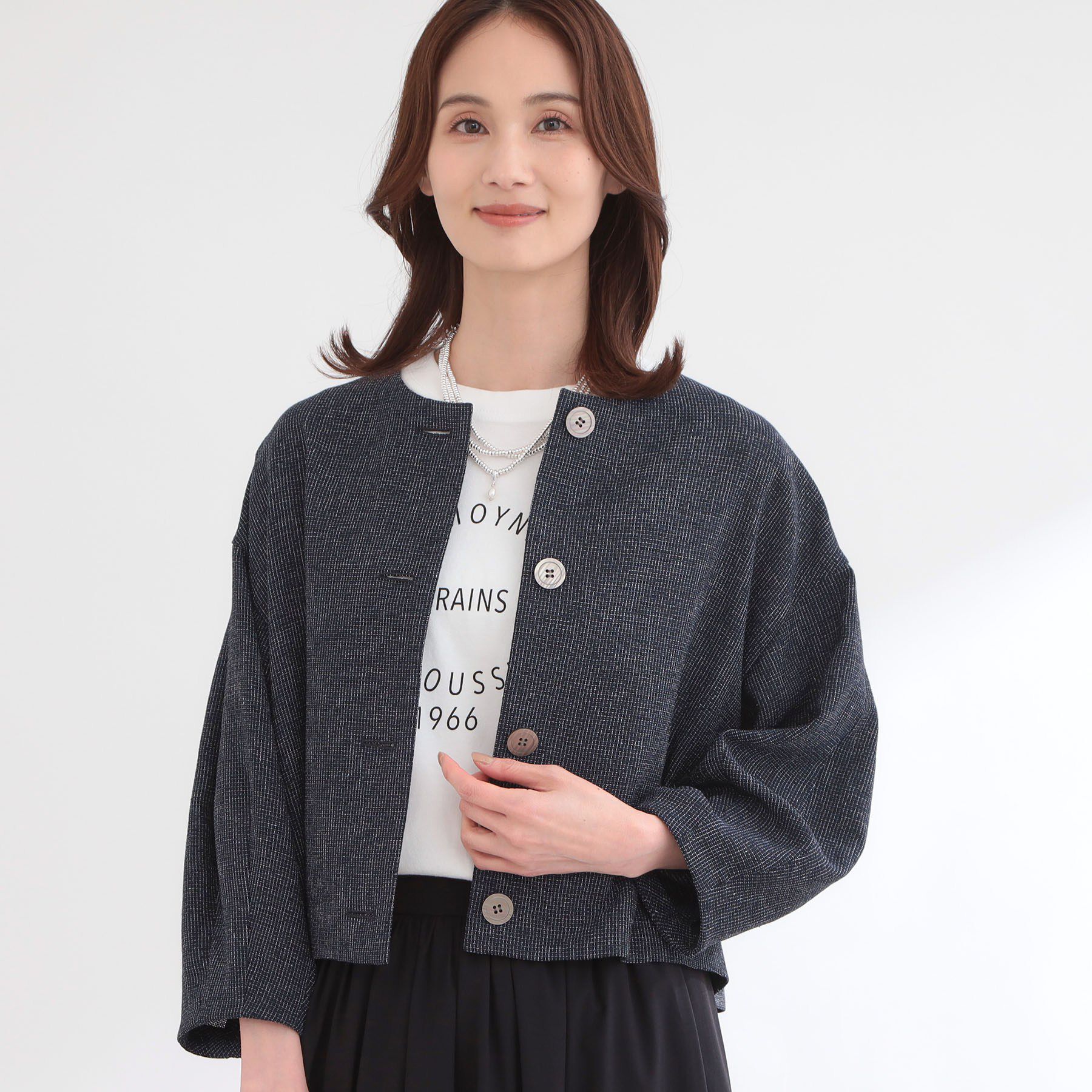 Reflect「ツイードノーカラージャケット」|ノーカラージャケット|