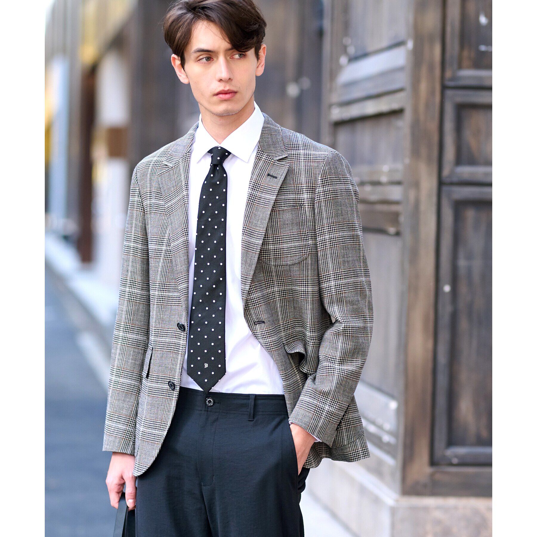 DRESSTERIOR「ウールコットン グレンチェックジャケット」|テーラードジャケット|
