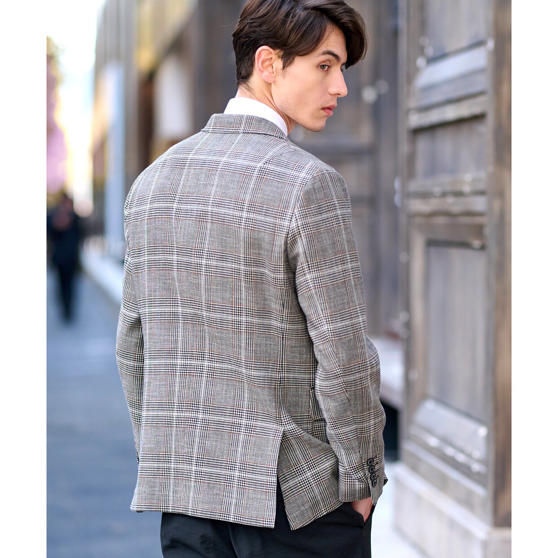 DRESSTERIOR「ウールコットン グレンチェックジャケット」|テーラードジャケット|