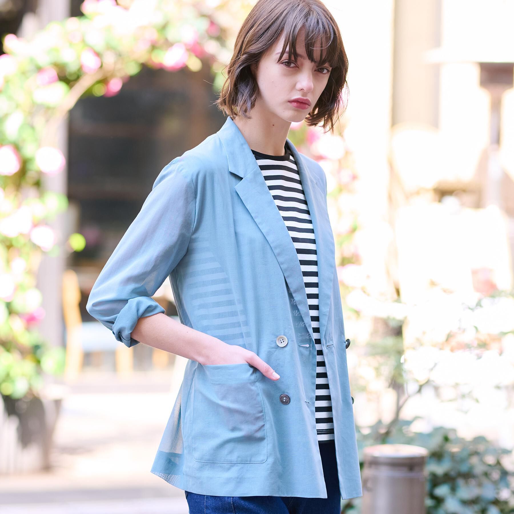 DRESSTERIOR「【清涼感/洗える】エアリーシアーダブルジャケット」|テーラードジャケット|