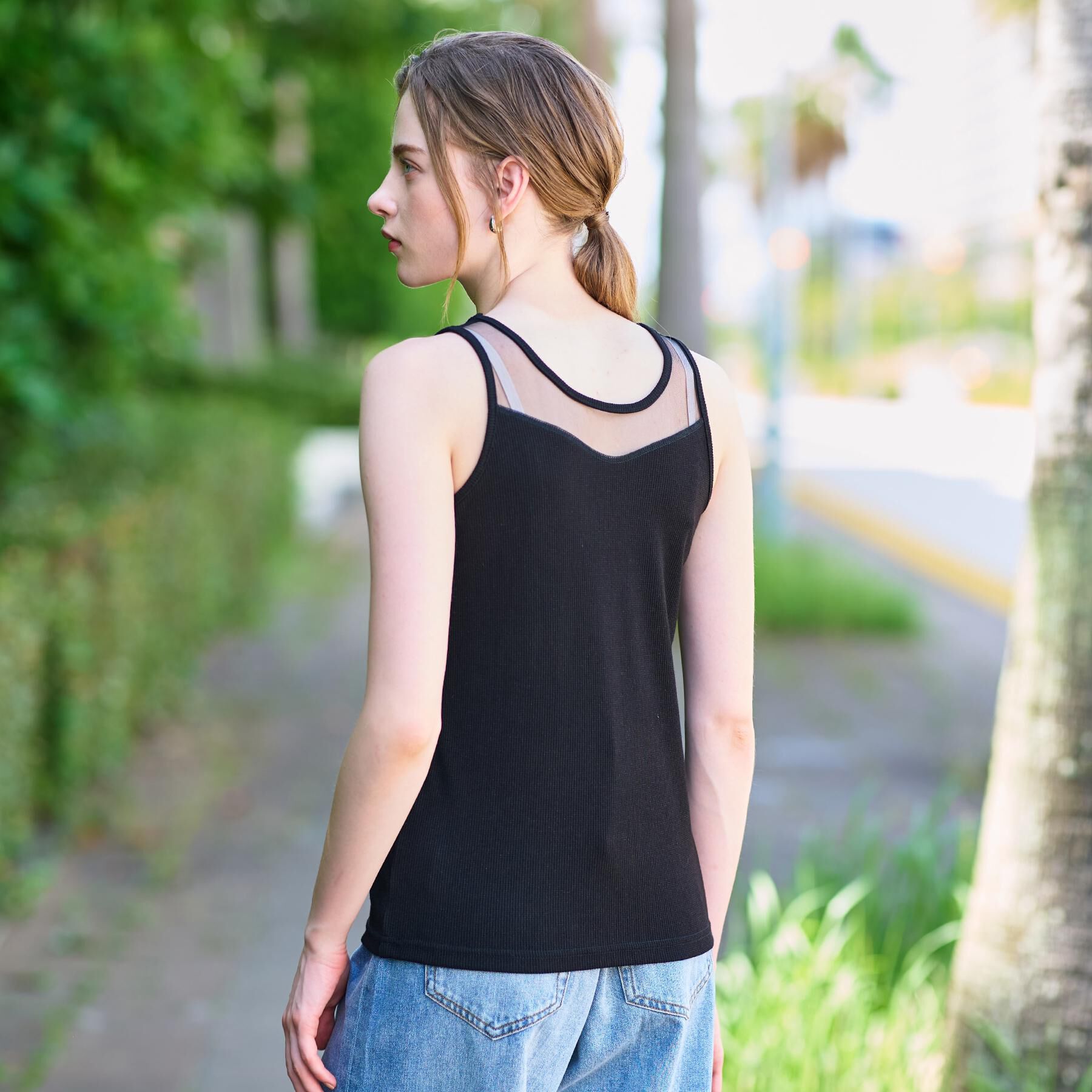 DRESSTERIOR「ラメテレコレギュラータンクトップ」|キャミソール|