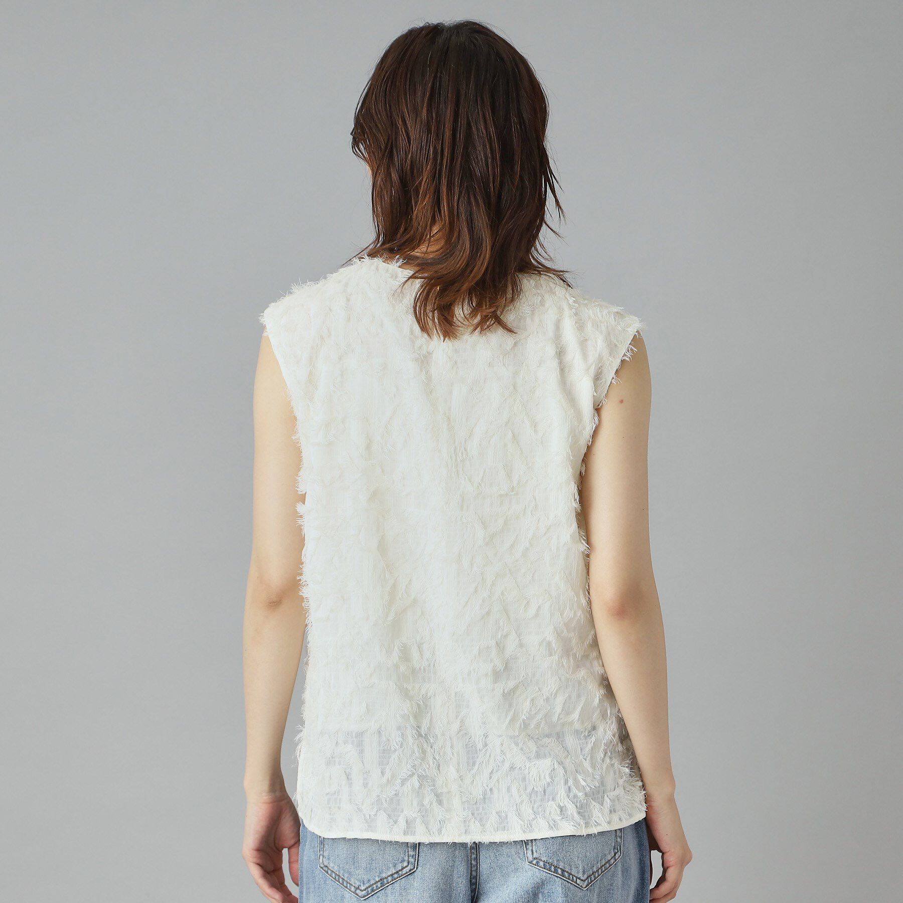 DRESSTERIOR「【セットアップ可/トレンド】カットジャカードフレンチスリーブブラウス」|シャツ・ブラウス|