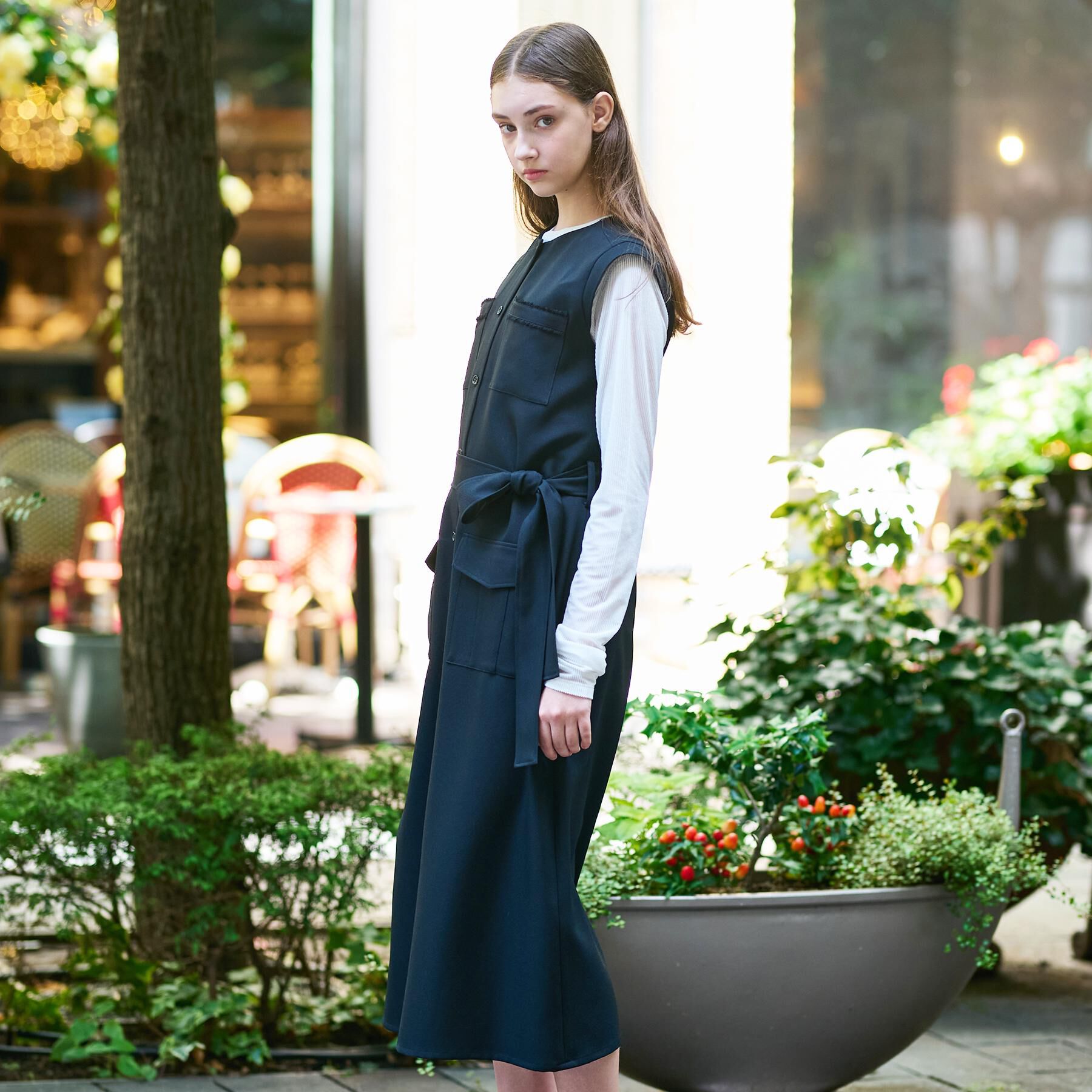 DRESSTERIOR「【洗える/前開きボタン】ウォッシャブルツイードライクワンピース」|ワンピース|