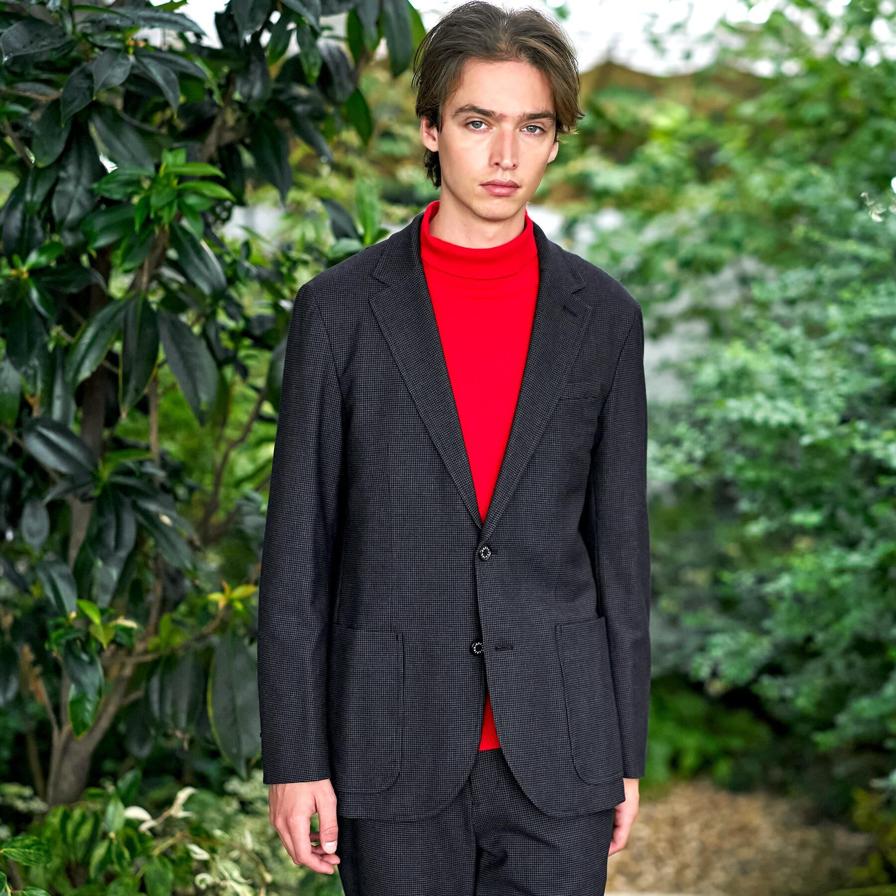 DRESSTERIOR「【セットアップ可】ストレッチソフトタッチ チェックジャケット」|テーラードジャケット|チャコールグレー(0