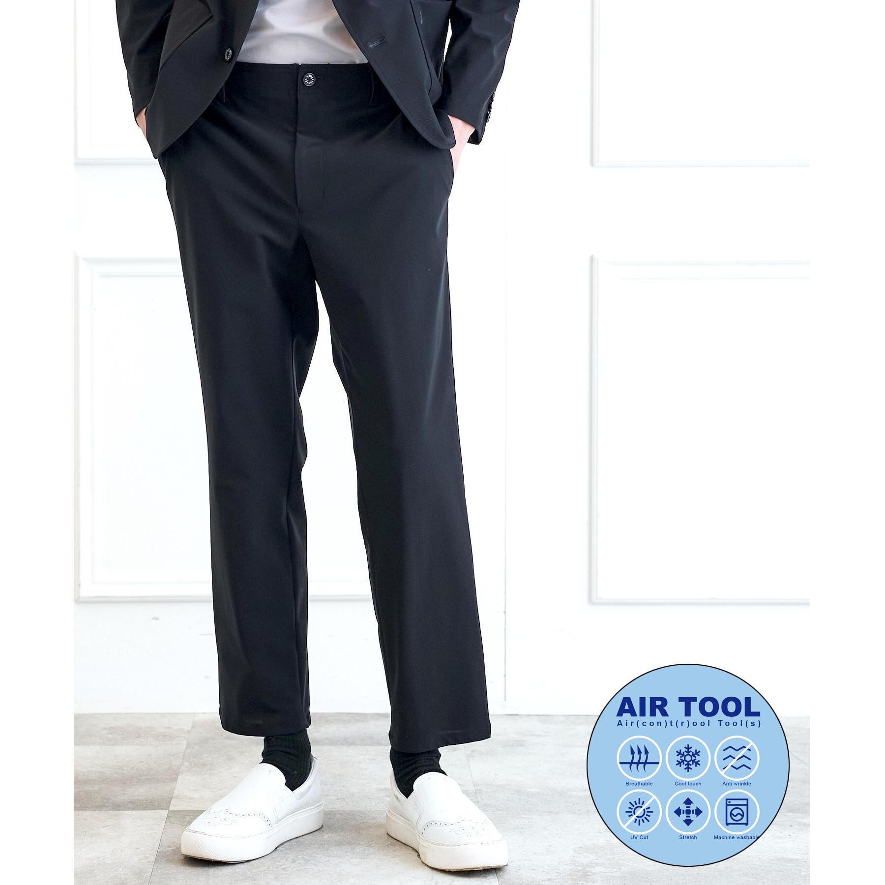 DRESSTERIOR「【セットアップ可/接触冷感/UVカット/ウォッシャブル】AIRTOOL クールストレッチパンツ」|その他|ブラック(019)