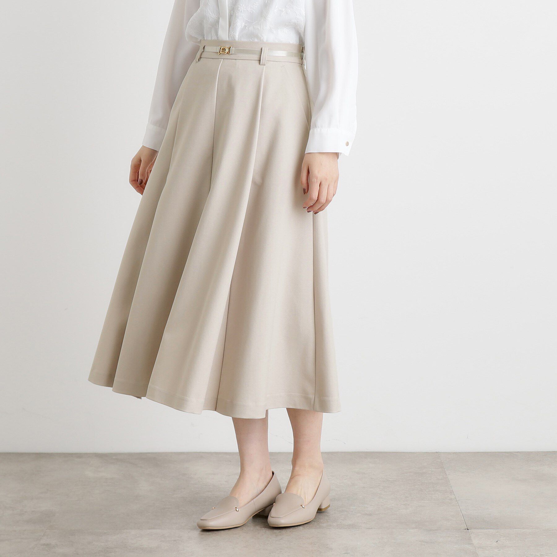 grove「ベルト付きラメツイルフレアスカート」|スカート|