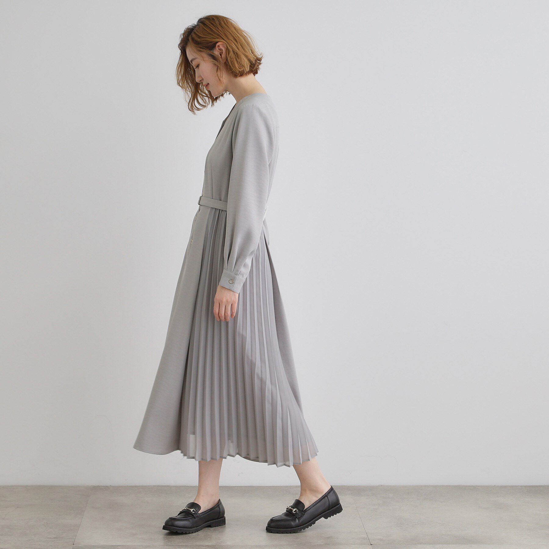 grove「サイドプリーツシャツワンピース」|ワンピース|