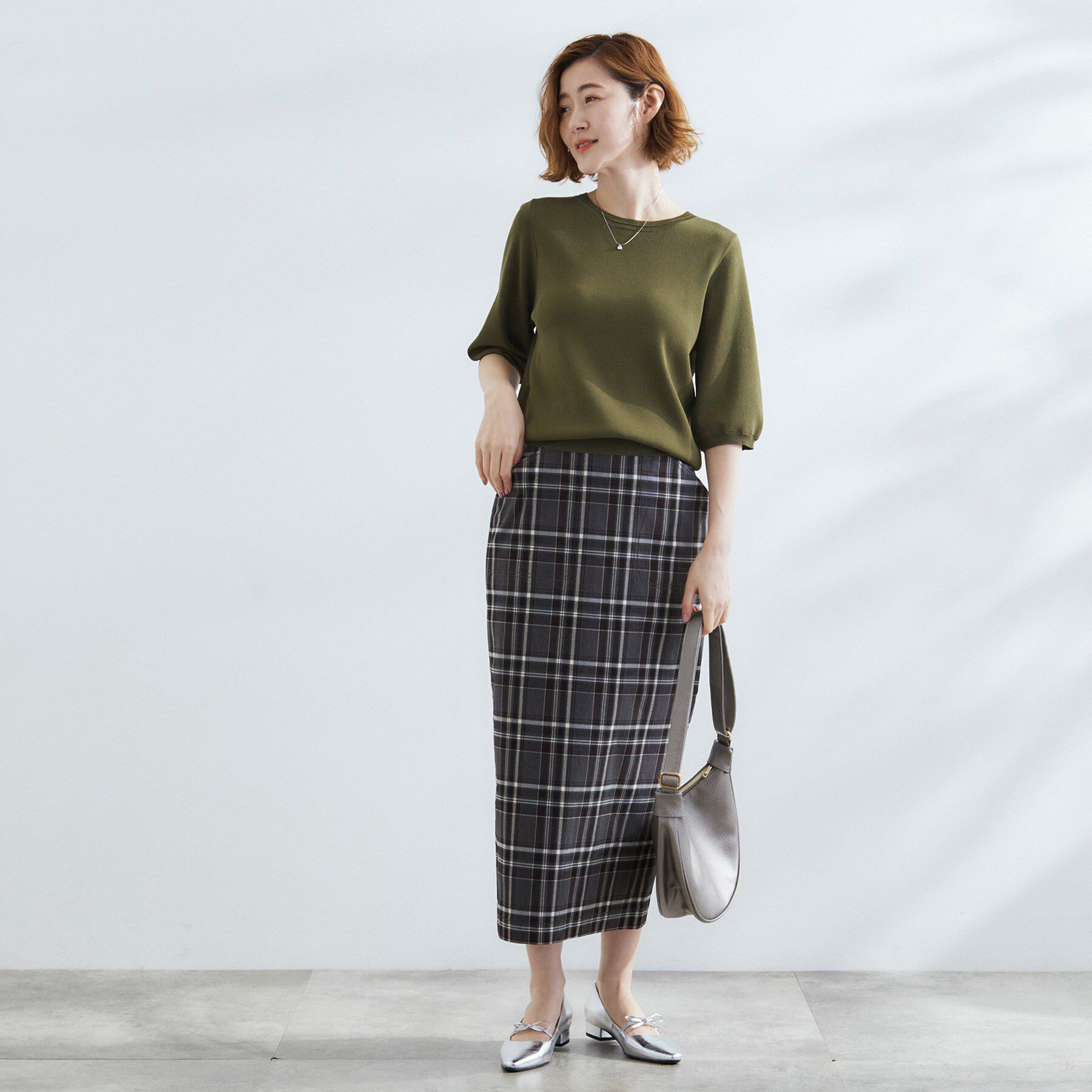 grove「ひんやり多機能・やわらかドライタッチ五分袖プルオーバー」|ニット・セーター|