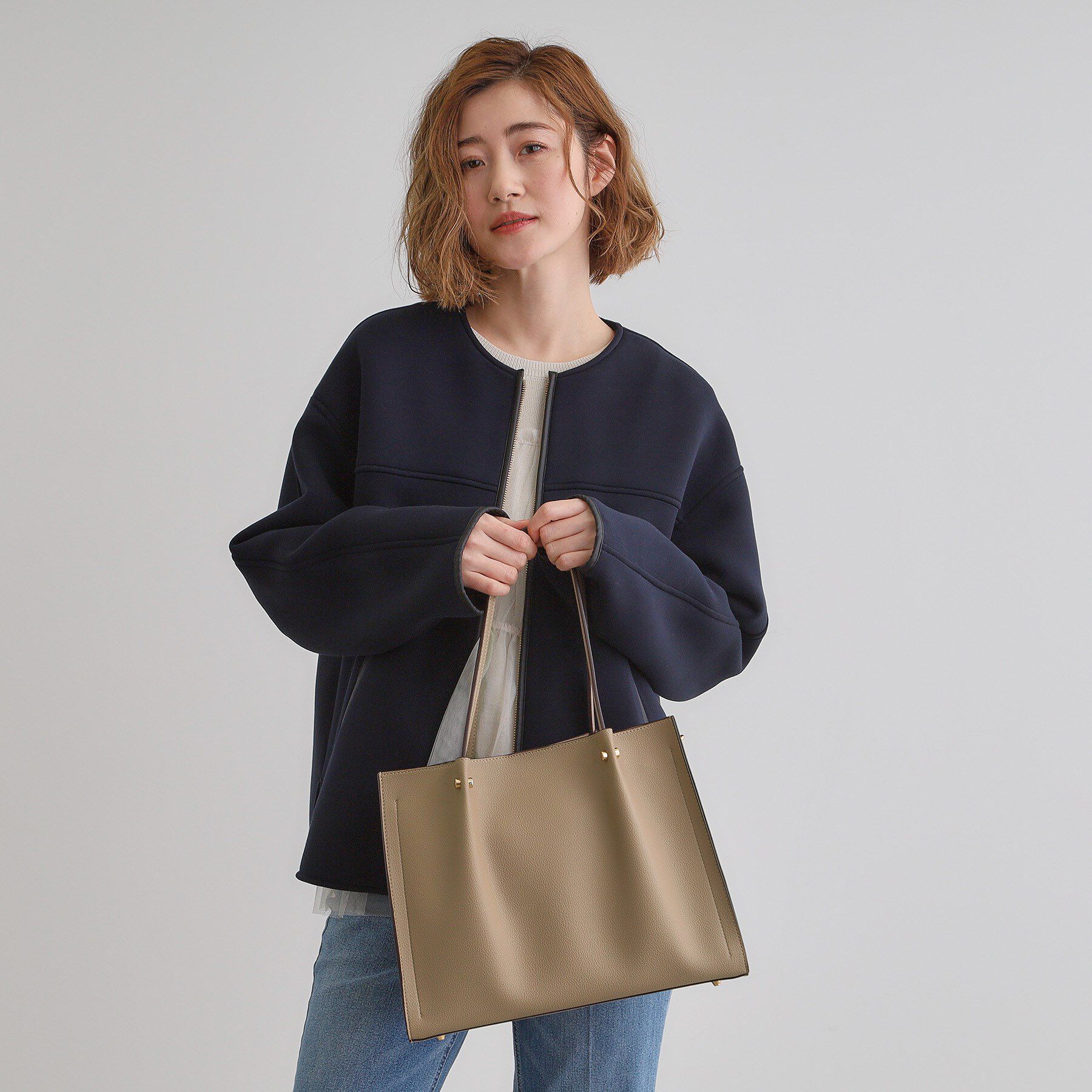 grove「【雑誌掲載】タックハンドルスクエア2WAYトート」|トートバッグ|