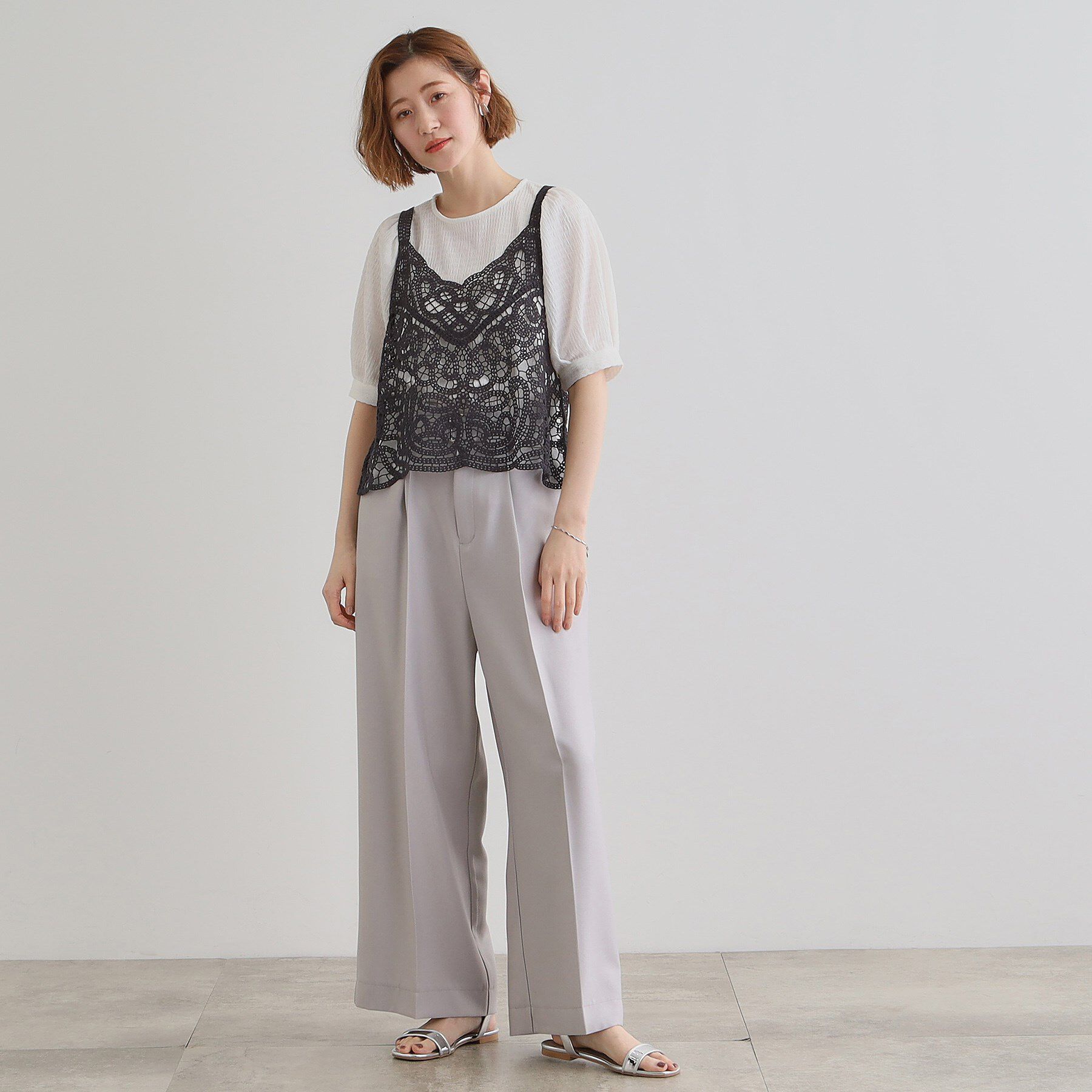 grove「1枚でお洒落に決まるレースビスチェ&times;ブラウスSET」|シャツ・ブラウス|