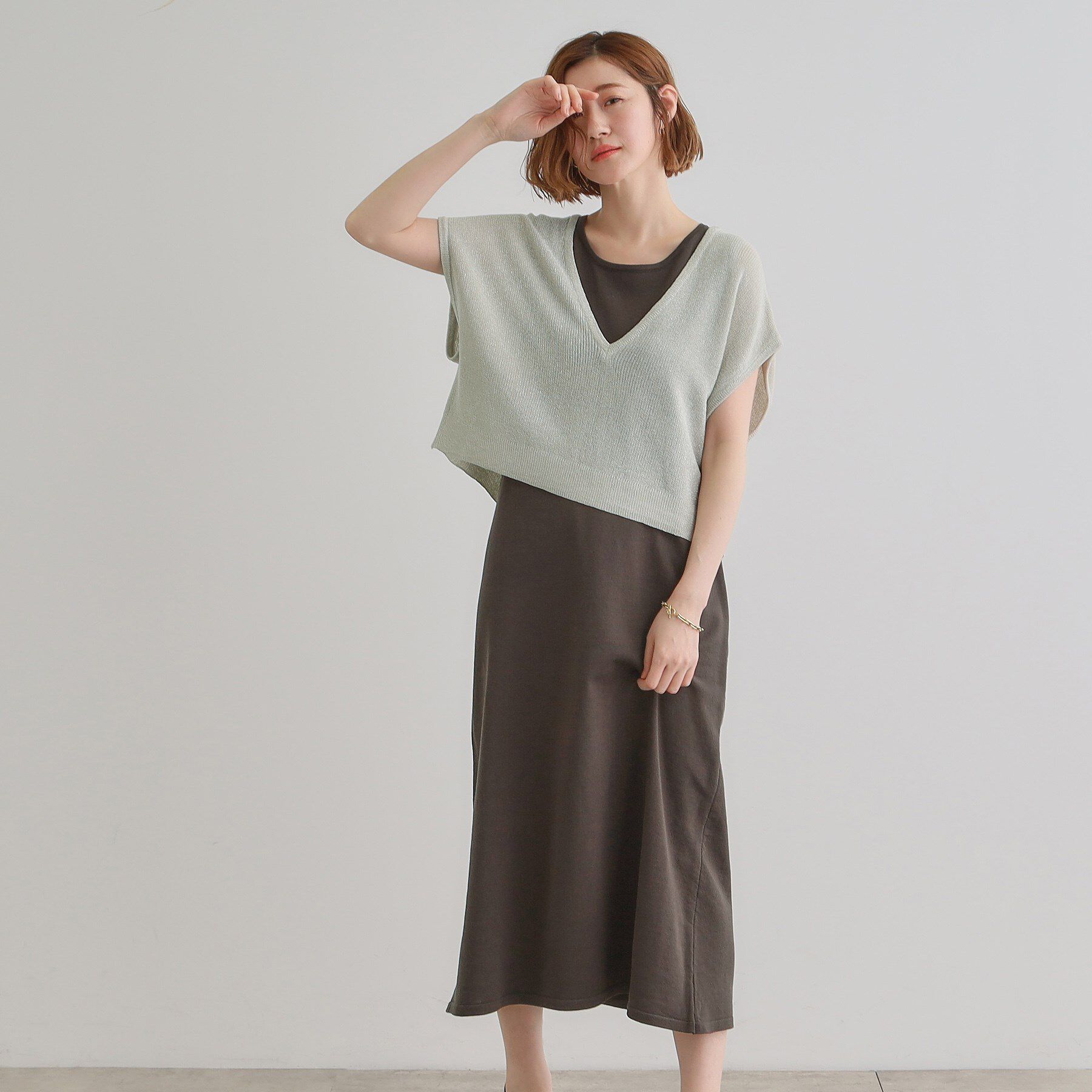 grove「ラメベスト&times;ニットワンピースSET」|ワンピース|