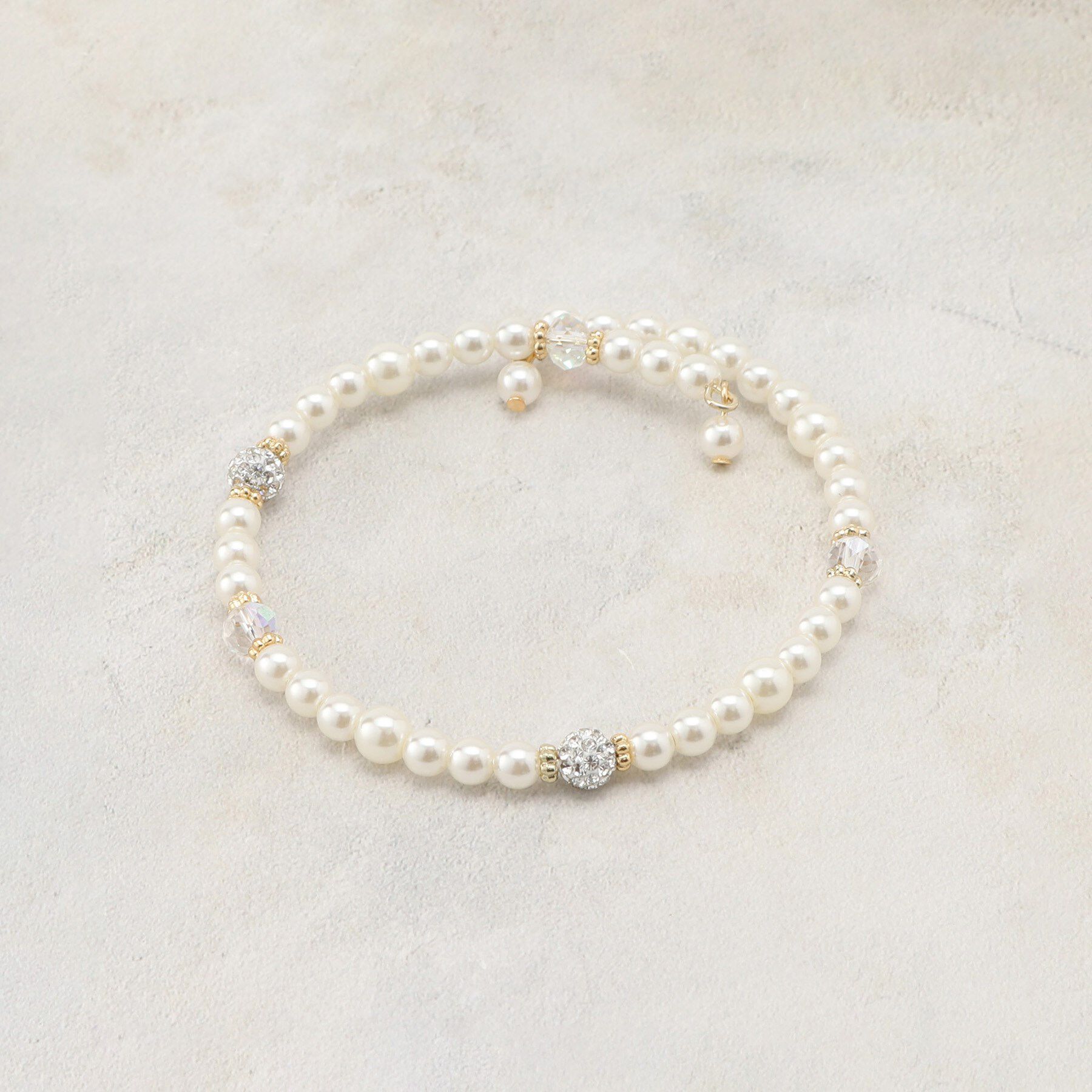 grove「パール調ビジューワイヤーブレス」|ブレスレット・バングル|ホワイト(001)