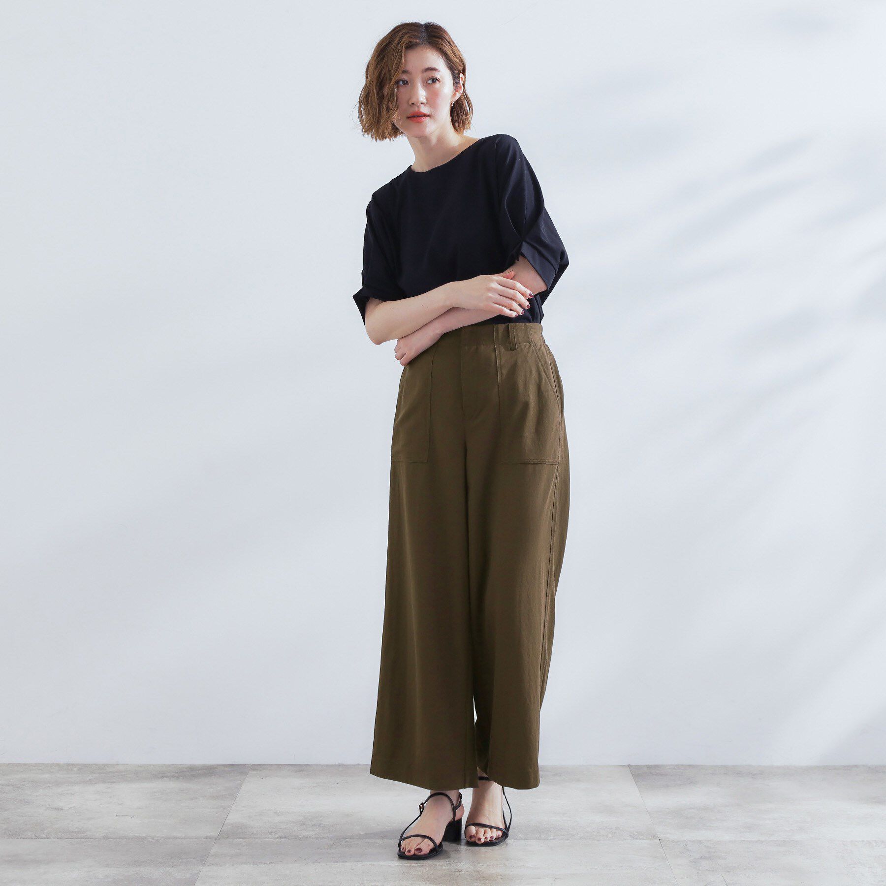 grove「【接触冷感】見た目はきちんと、着心地はらくちん クロップドベイカーパンツ」|その他|