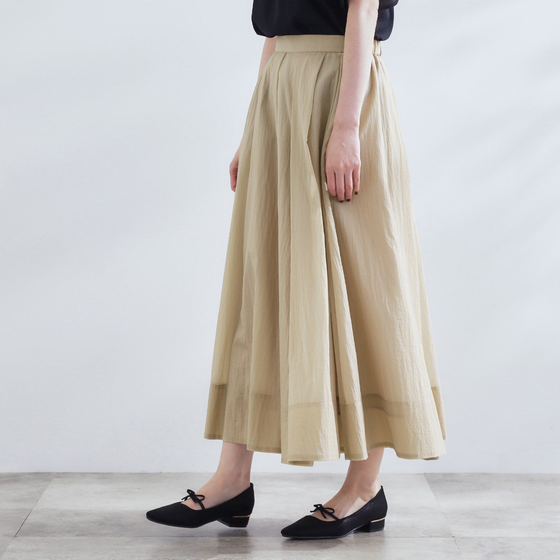 grove「透け感がムードある 大人のタックギャザースカート」|スカート|