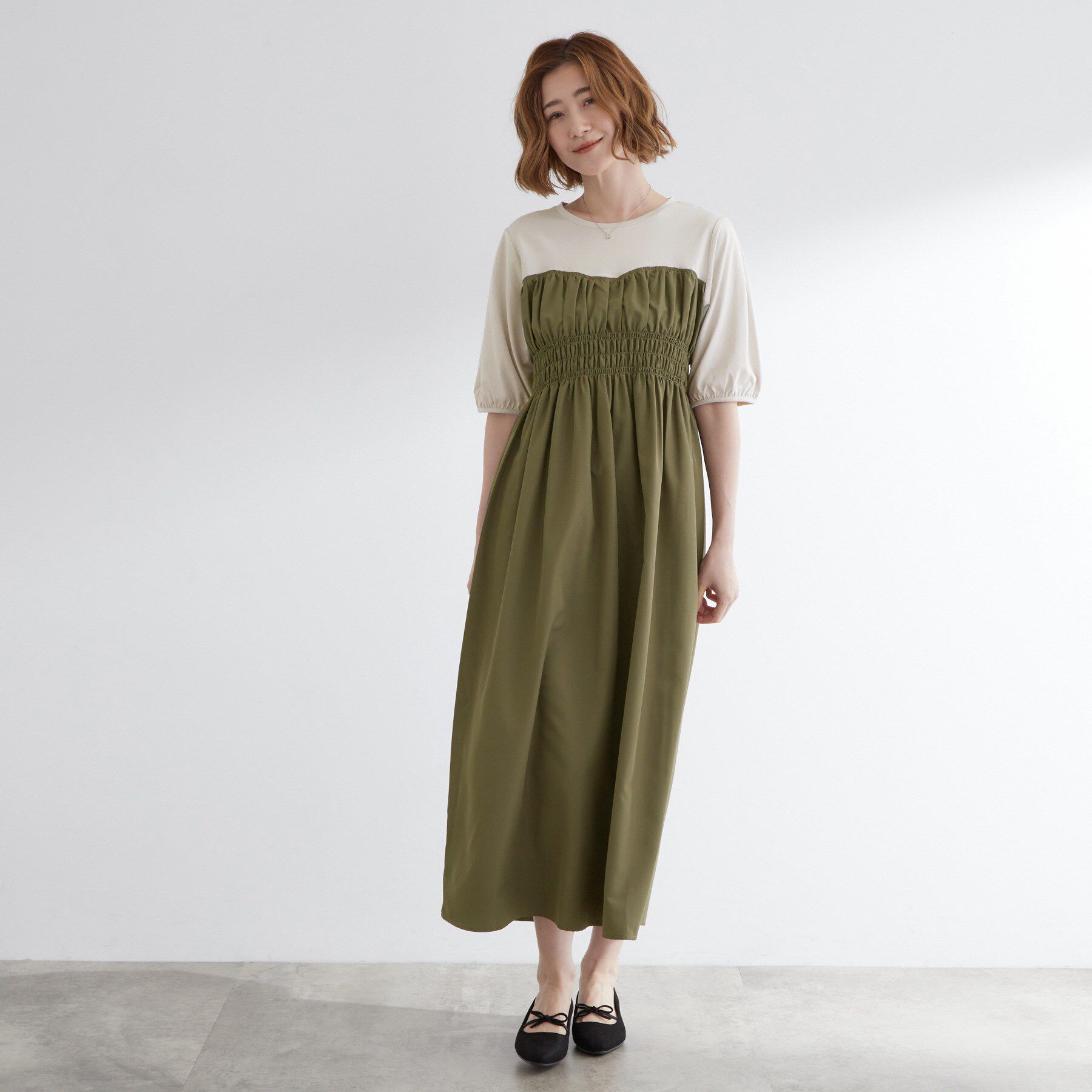 grove「【洗える/二の腕カバー】一枚で映える！ビスチェドッキングワンピース」|ワンピース|