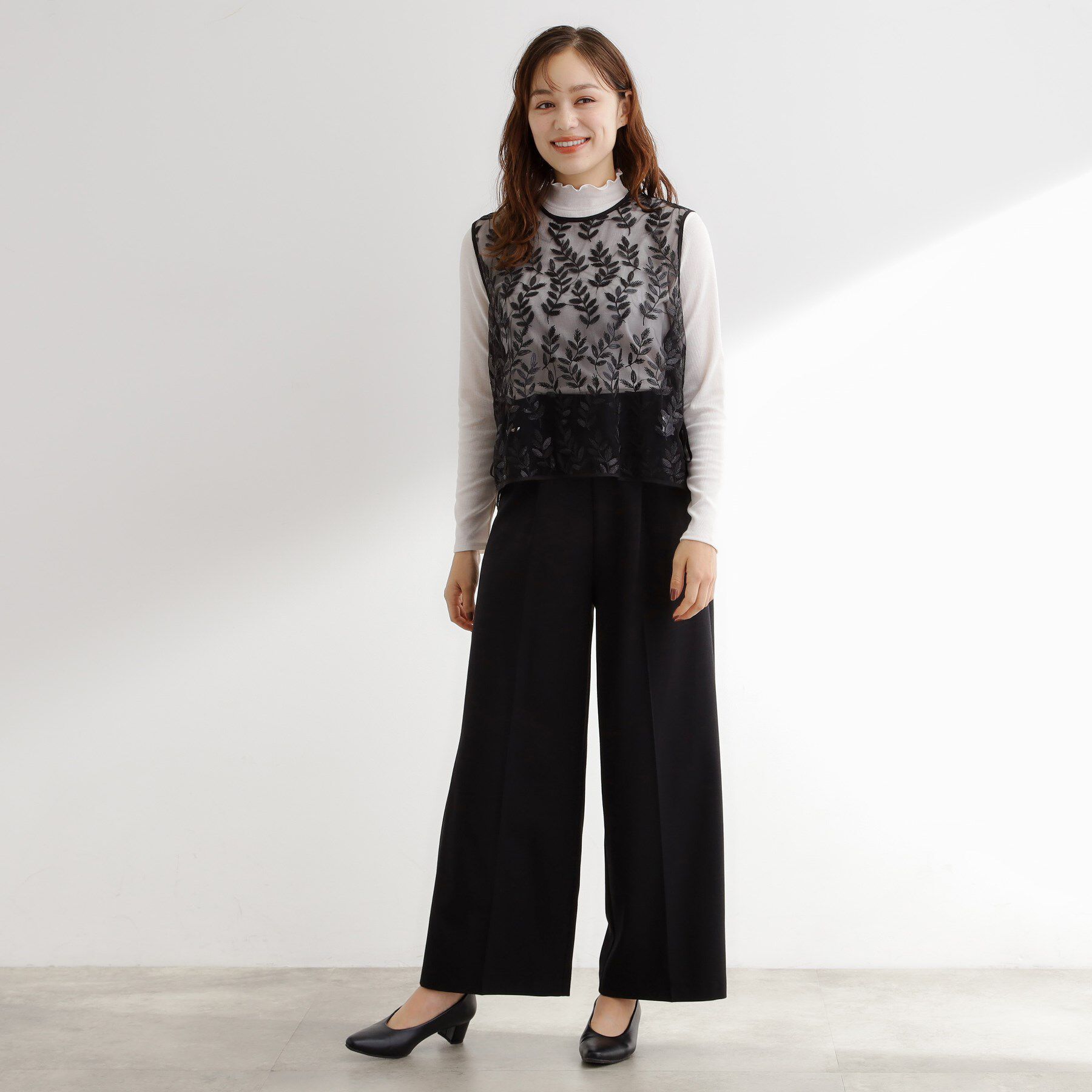 grove「リーフ刺繍スパンコールベスト＆ブラウスセット」|シャツ・ブラウス|