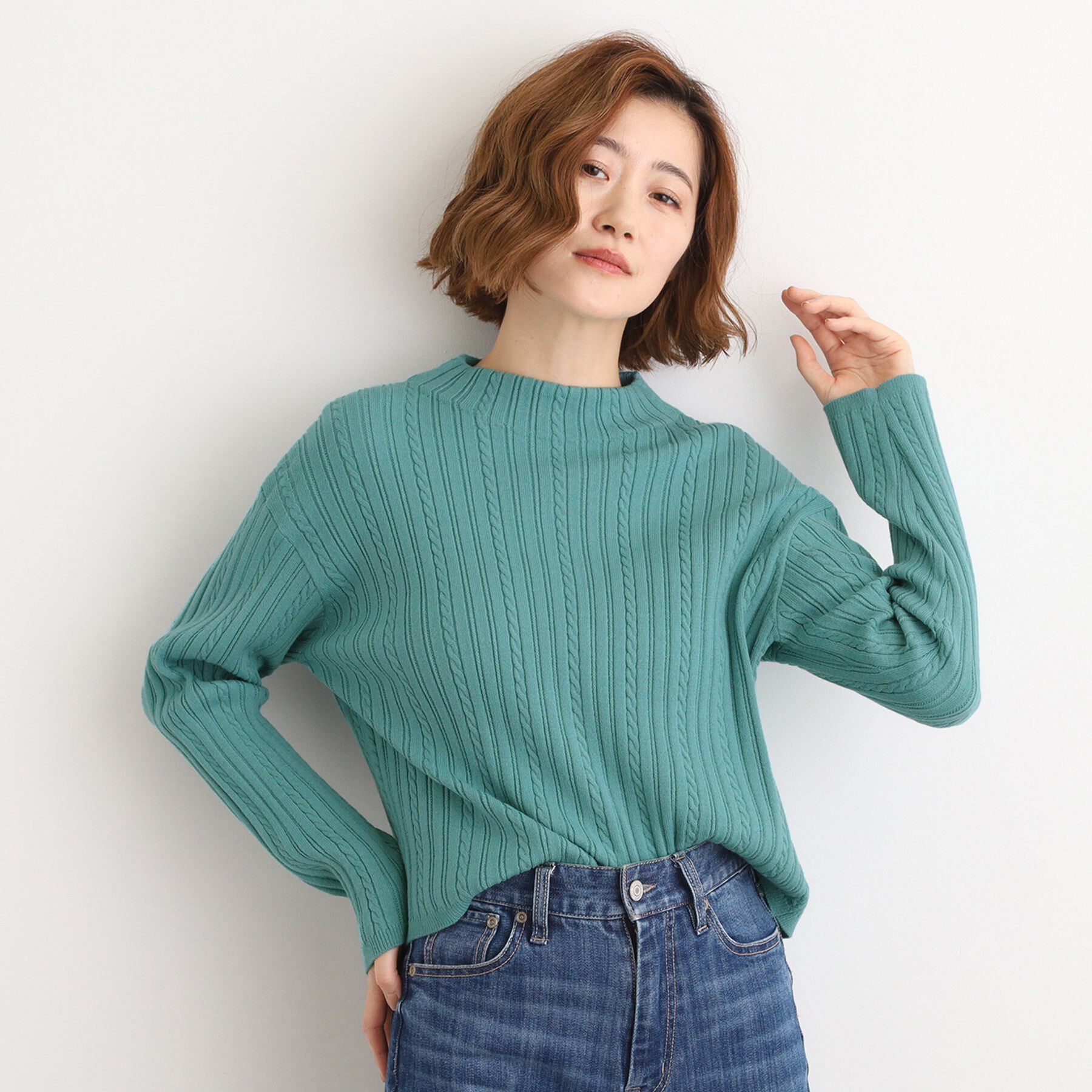 grove「【毛玉軽減／洗える】クロップドミニケーブルニット」|ニット・セーター|