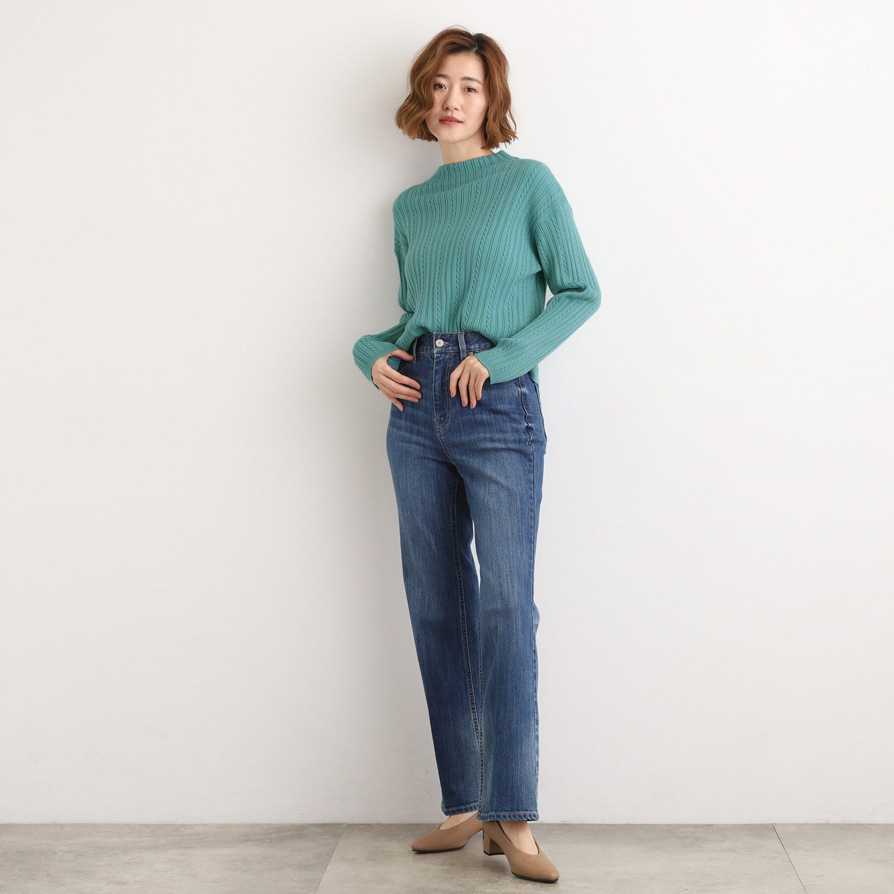 grove「【毛玉軽減／洗える】クロップドミニケーブルニット」|ニット・セーター|