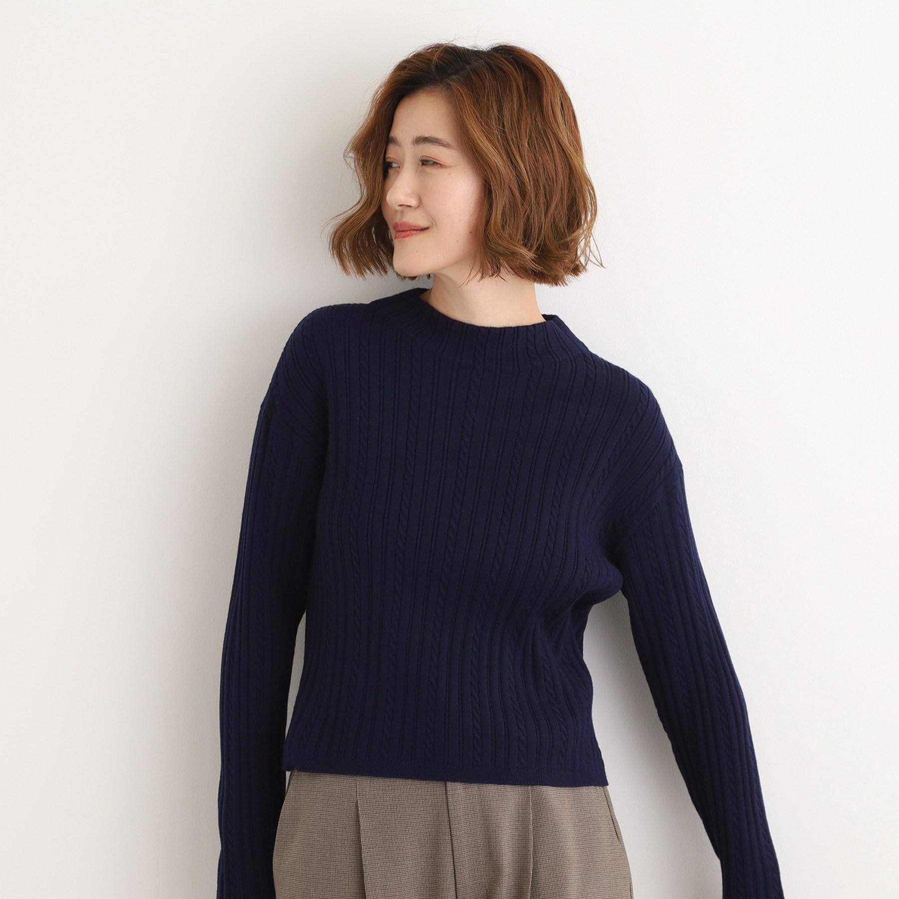grove「【毛玉軽減／洗える】クロップドミニケーブルニット」|ニット・セーター|