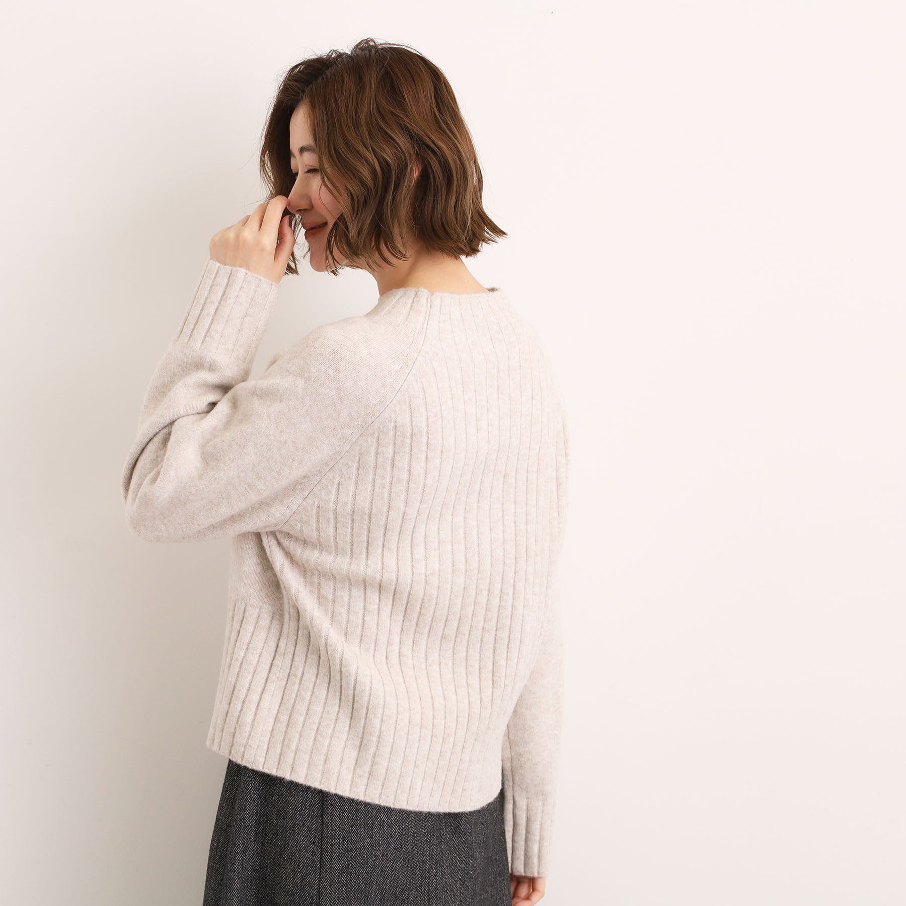 grove「【洗える】バックリブ切替ニット」|ニット・セーター|