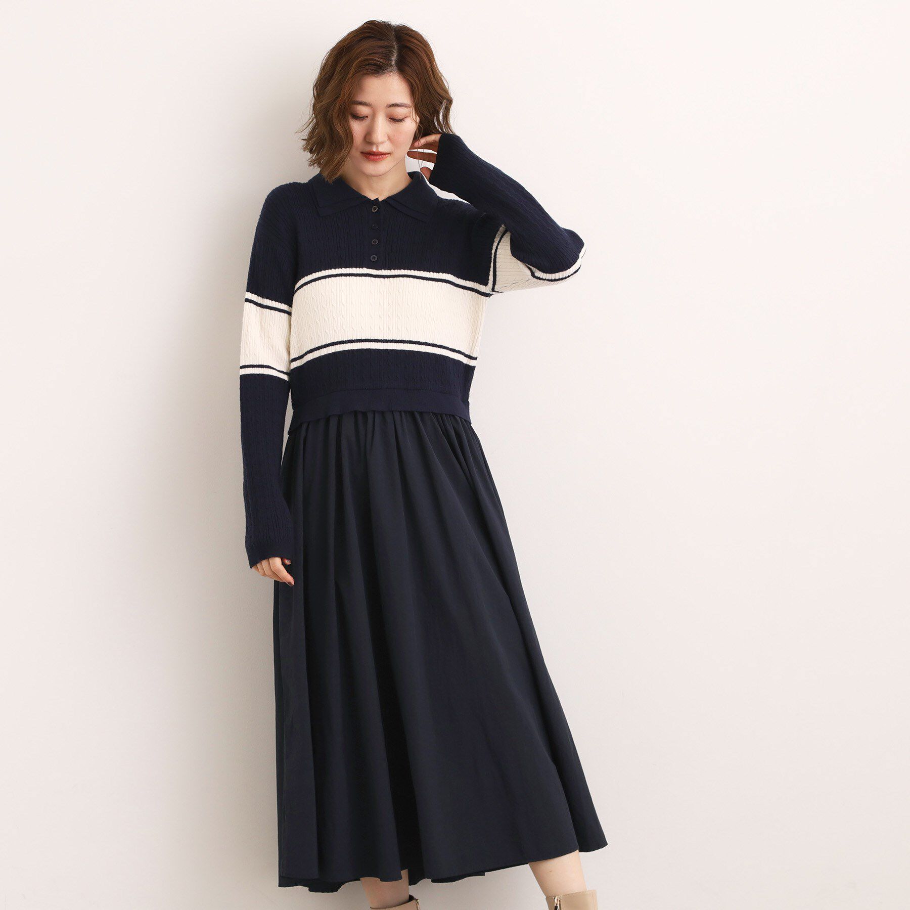 grove「【時短コーデ】ポロニットドッキングワンピース」|ワンピース|