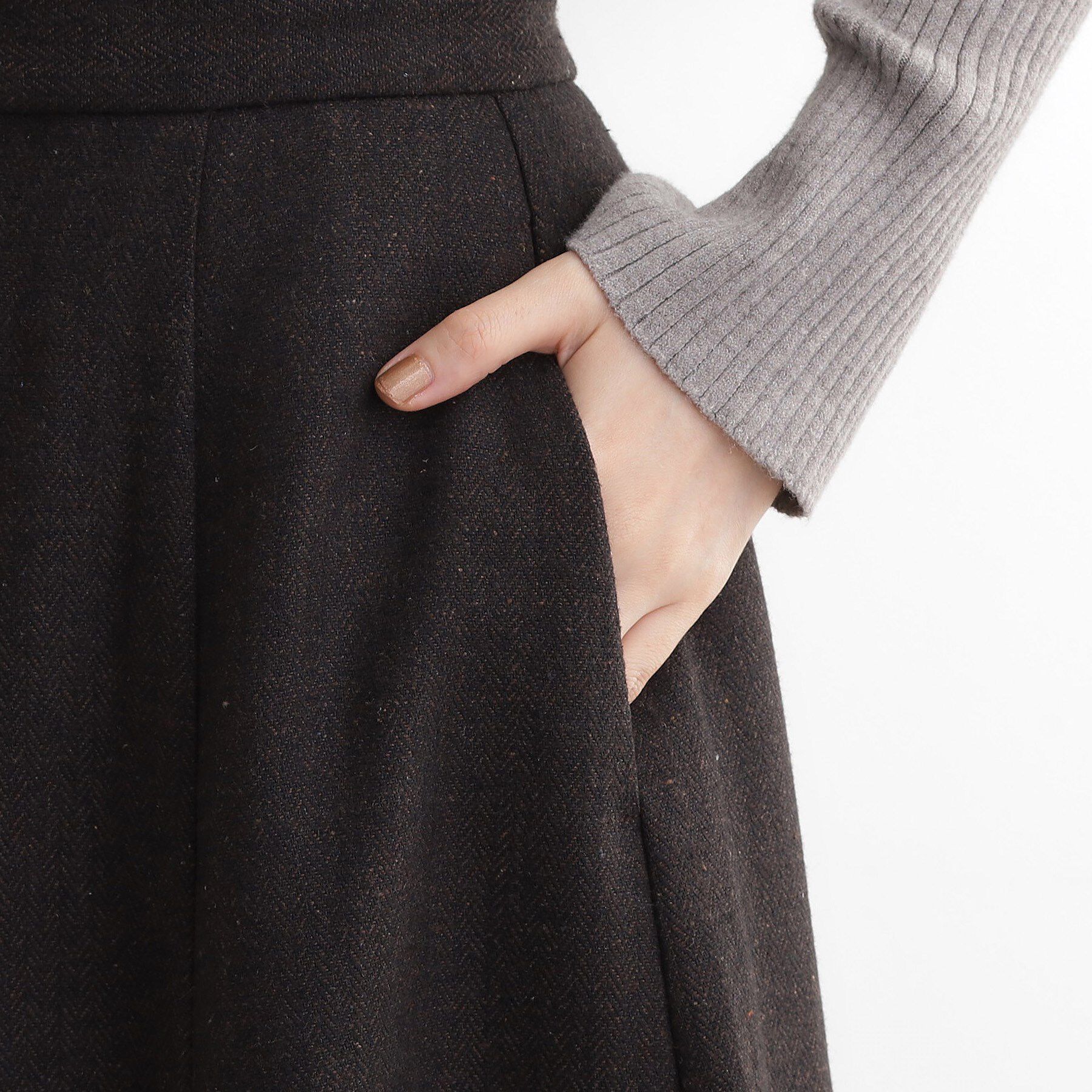 grove「へリンボンツイードフレアマキシスカート」|スカート|