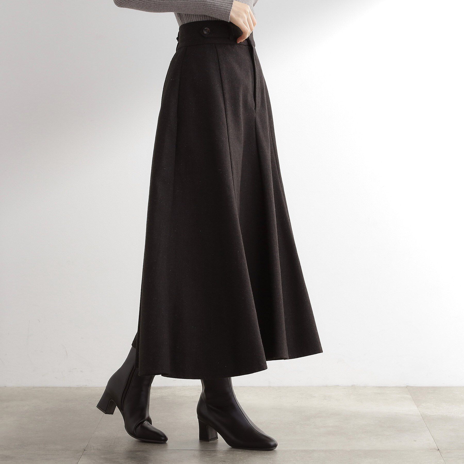 grove「へリンボンツイードフレアマキシスカート」|スカート|