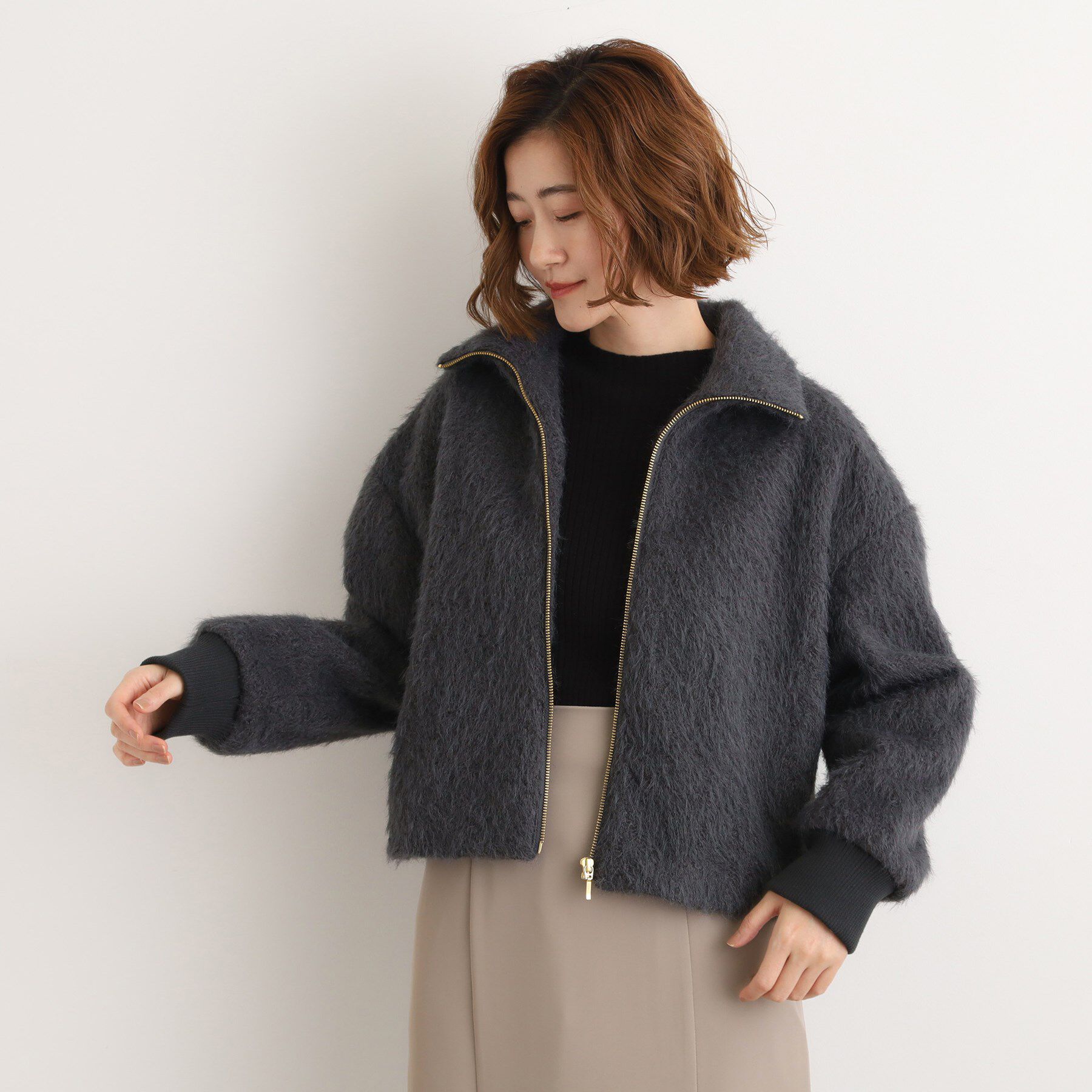 grove「ふんわりと包み込む、リュクスなフェイクファーブルゾン」|ブルゾン・スタジャン|スミクロ(014)