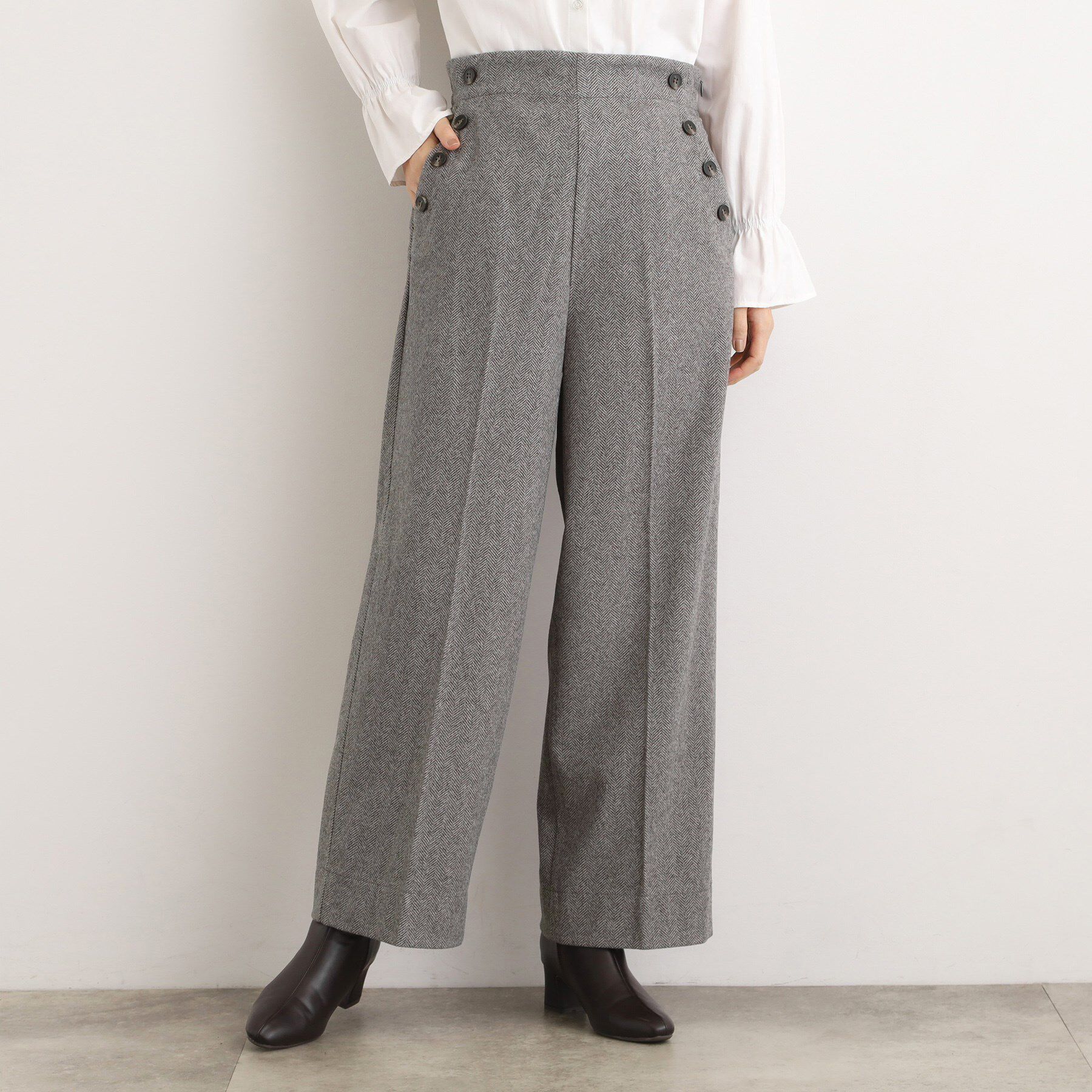 grove「【洗える/あったか】美シルエットなマリンワイドパンツ」|その他|グレー(412)
