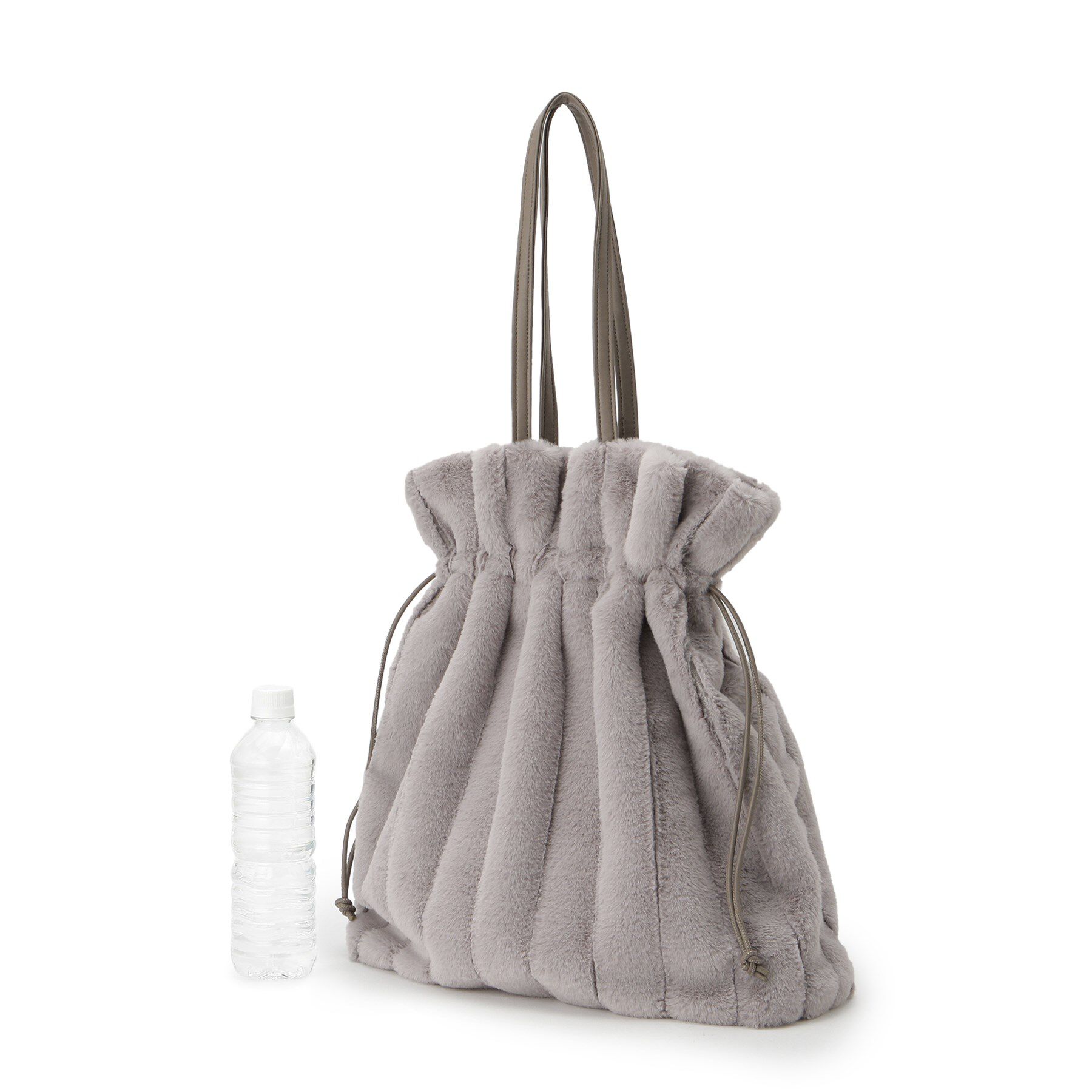 grove「ストライプエコファー巾着トート」|トートバッグ|