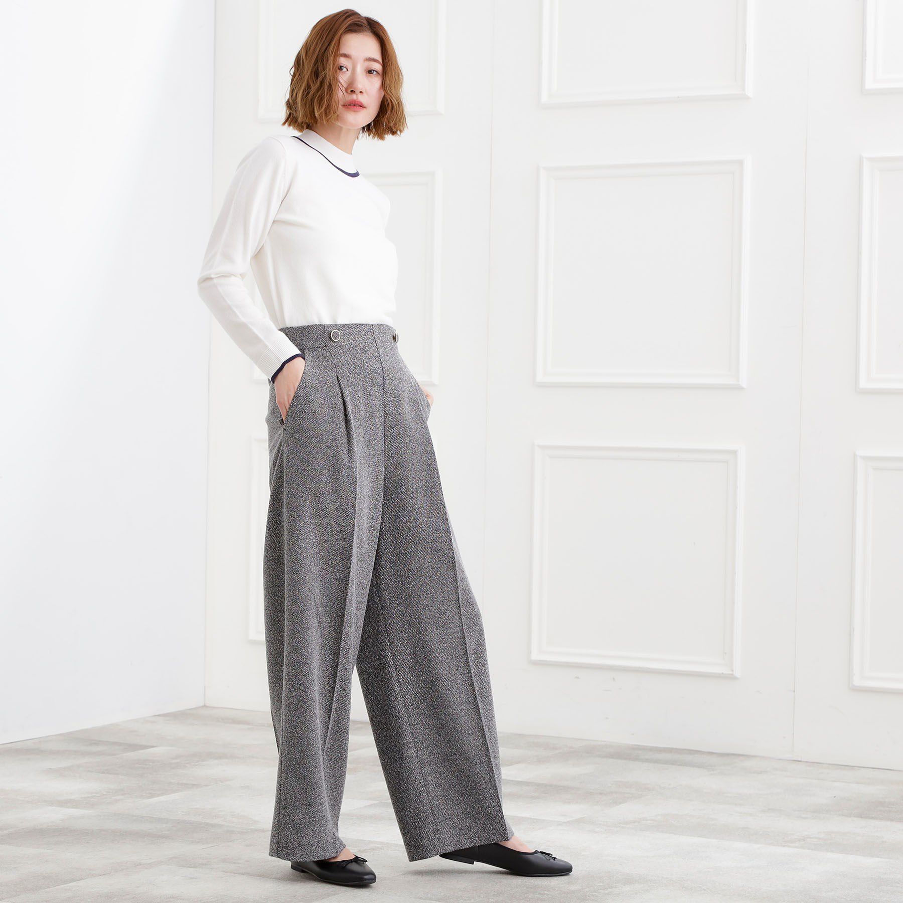 grove「【2WAY】ショルダーストラップツイードパンツ」|その他|