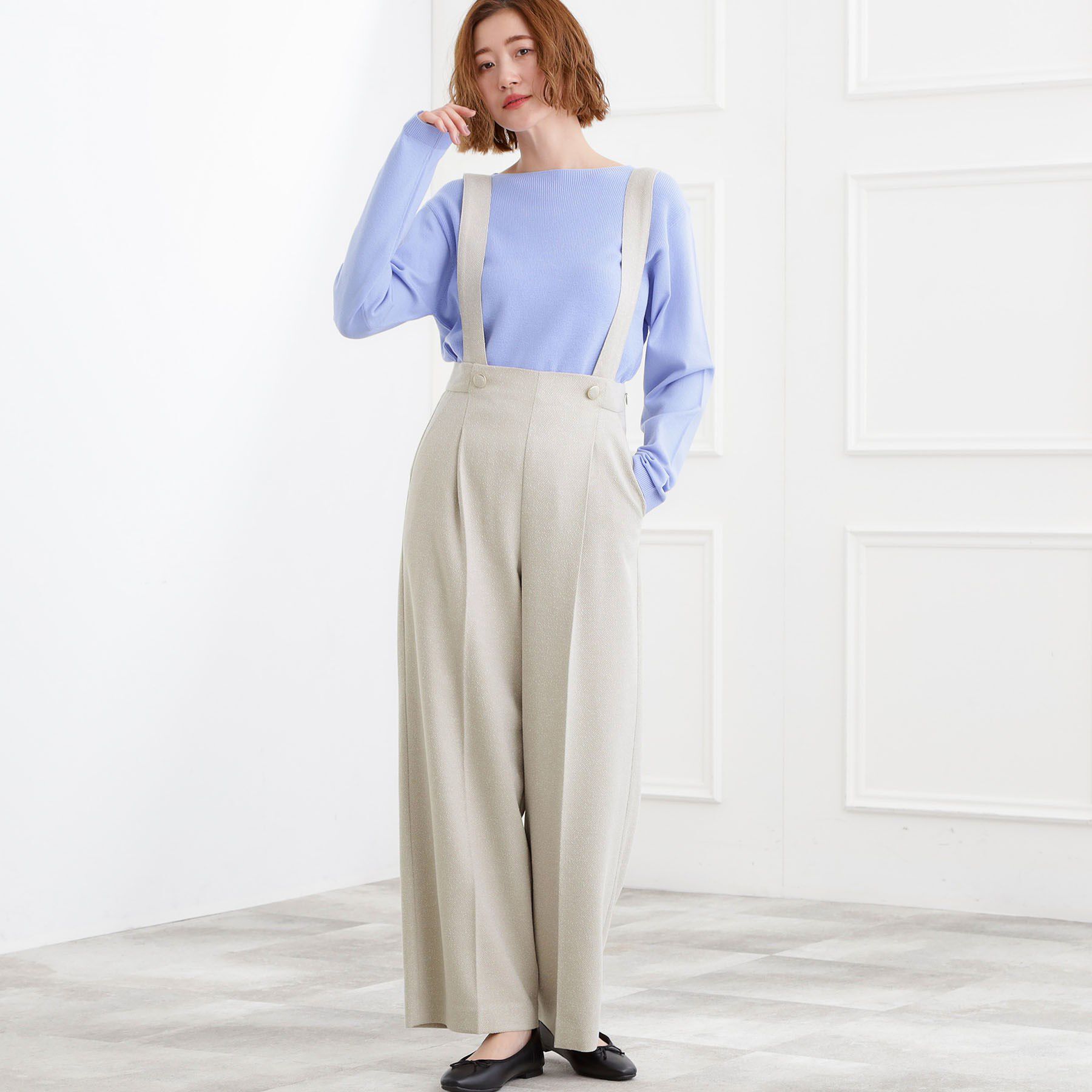 grove「【2WAY】ショルダーストラップツイードパンツ」|その他|ライトベージュ(05