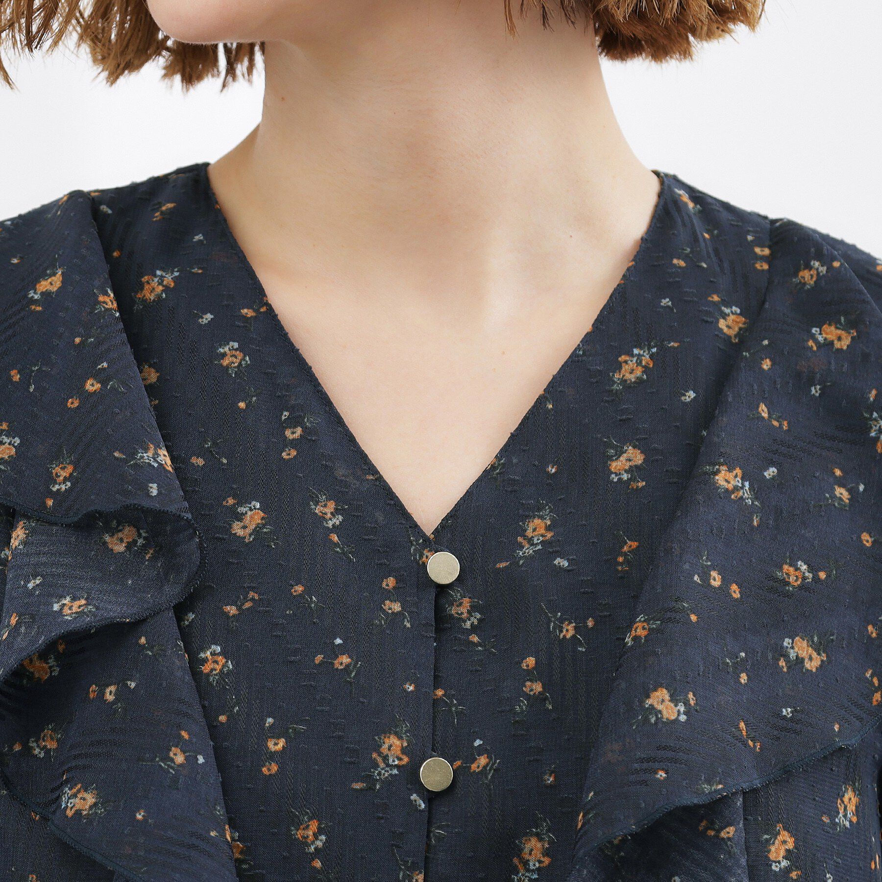 grove「【二の腕カバー・お仕事◎】フラワープリントブラウス」|シャツ・ブラウス|