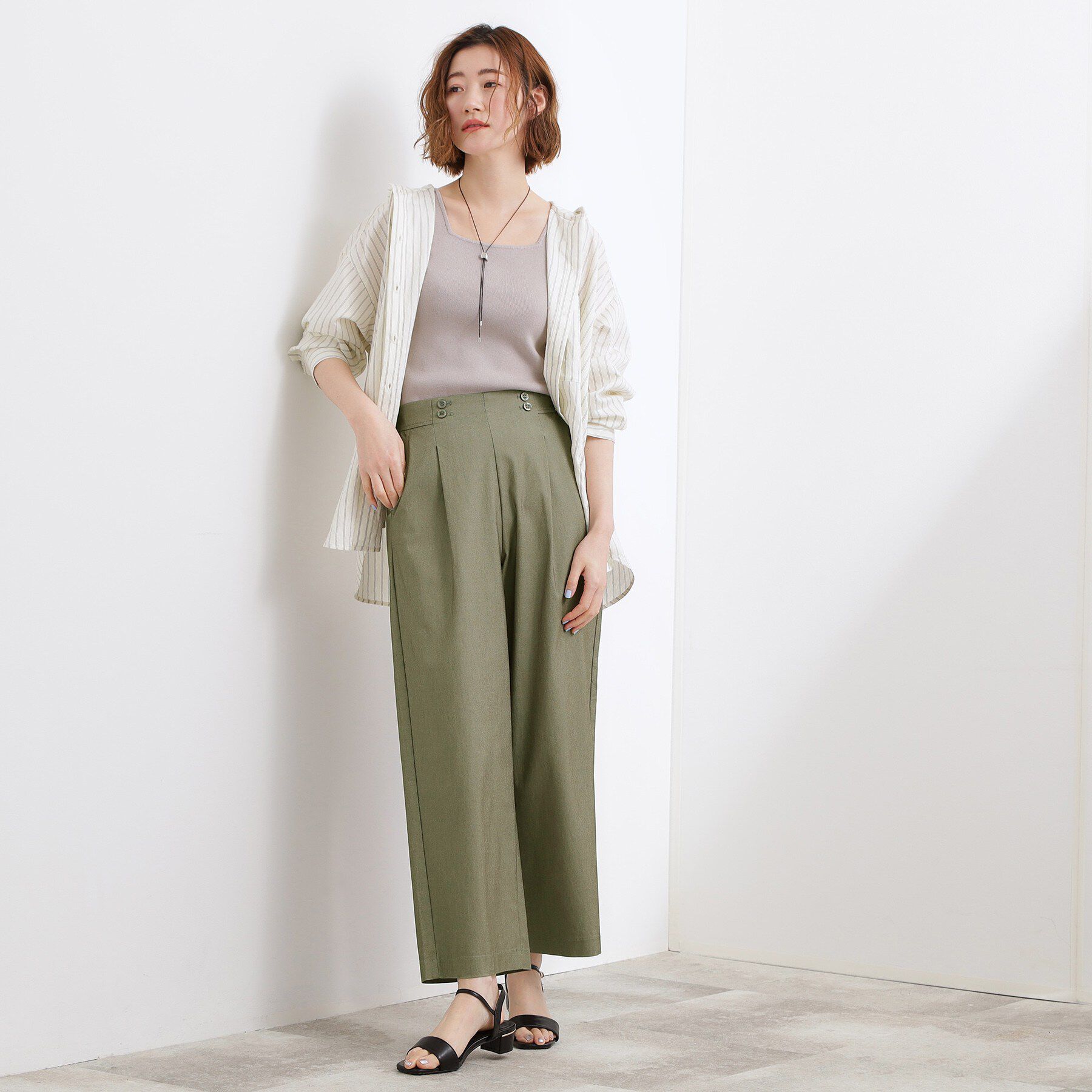 grove「【シリーズ累計13万枚/ひんやり・UV】ハイパーストレッチ ワイドクロップドパンツ」|その他|