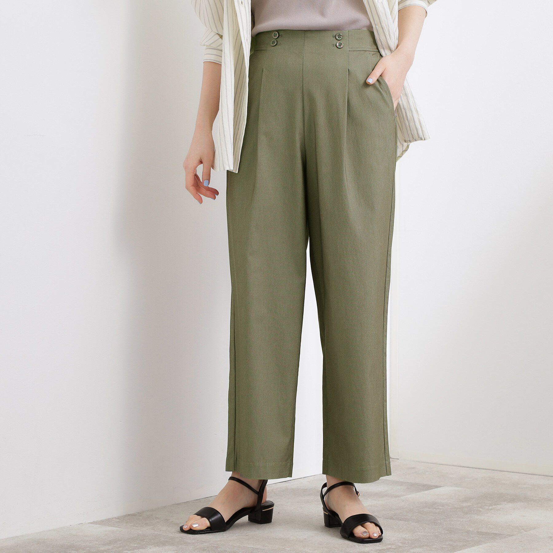 grove「【シリーズ累計13万枚/ひんやり・UV】ハイパーストレッチ ワイドクロップドパンツ」|その他|カーキ(026)