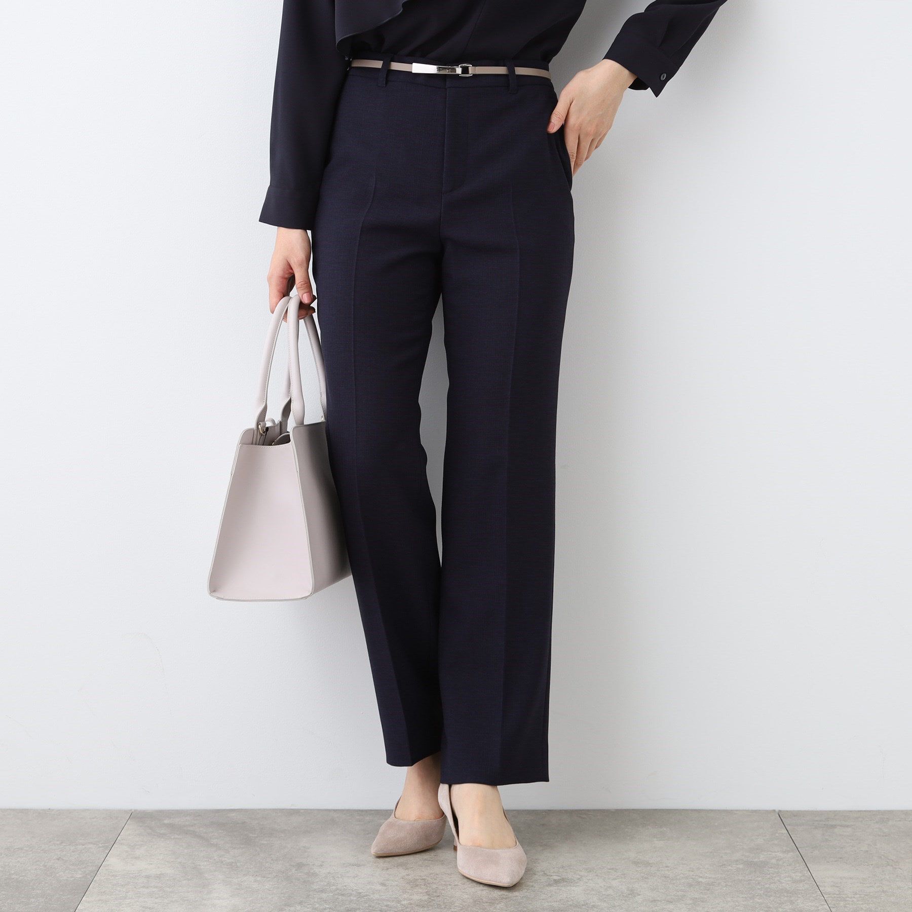INDIVI「【洗える／スーツ】ストレートラインパンツ」|スーツ|ネイビー(694)