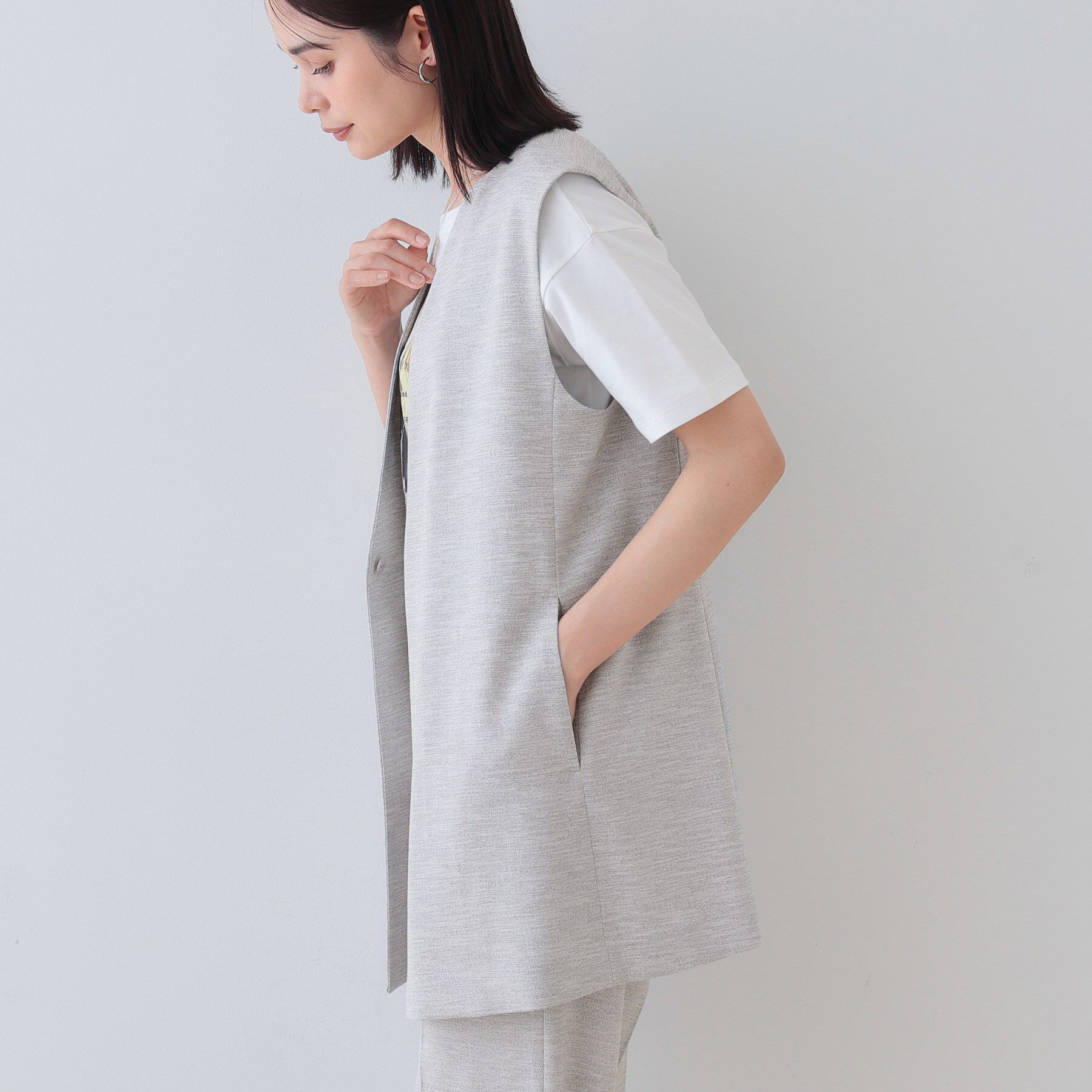 INDIVI「【こなれSETUP】リネンライクジレジャケット」|ベスト・ジレ|