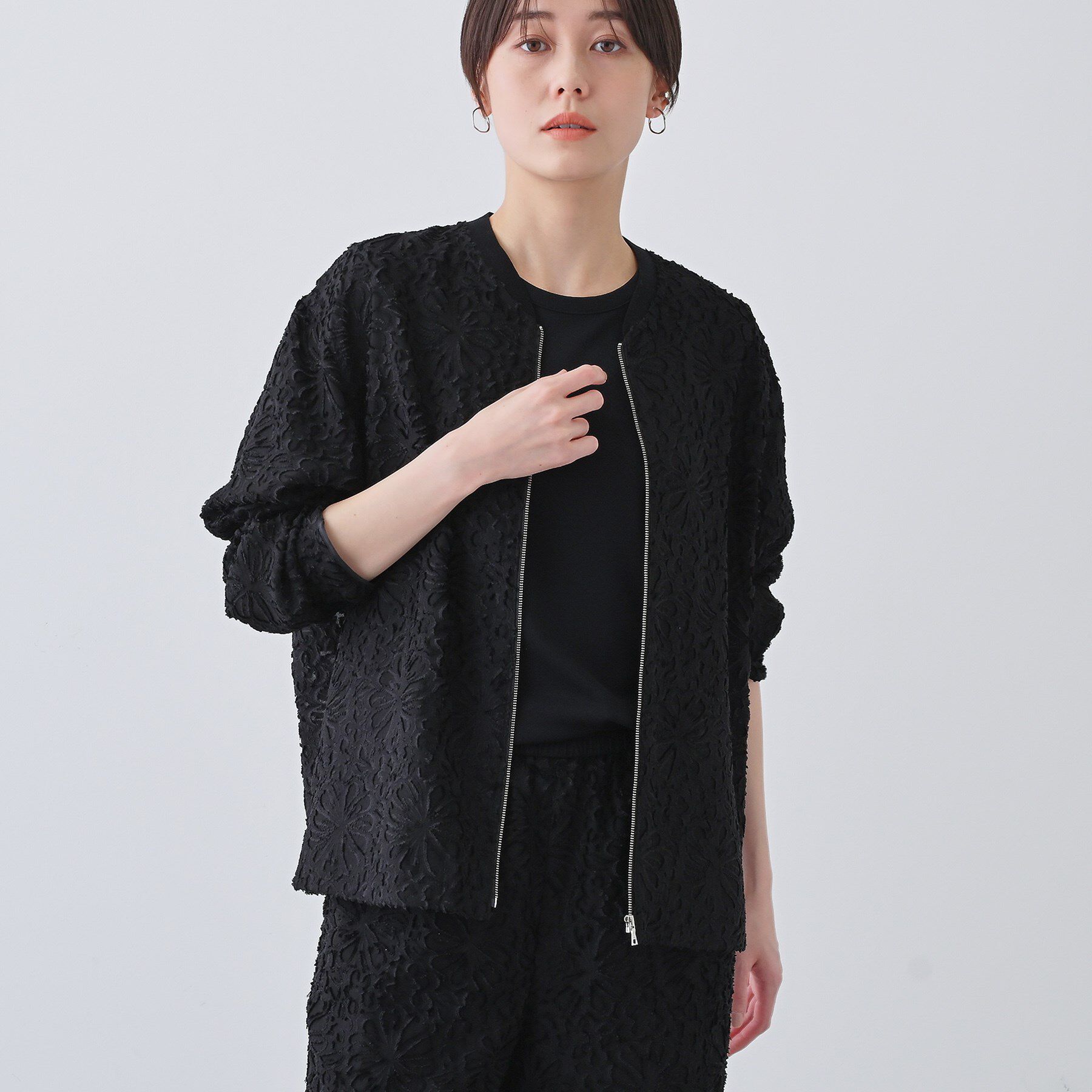 INDIVI「【日本製／SETUP可能】オーバーサイズブルゾン」|シャツ・ブラウス|ブラック(019)