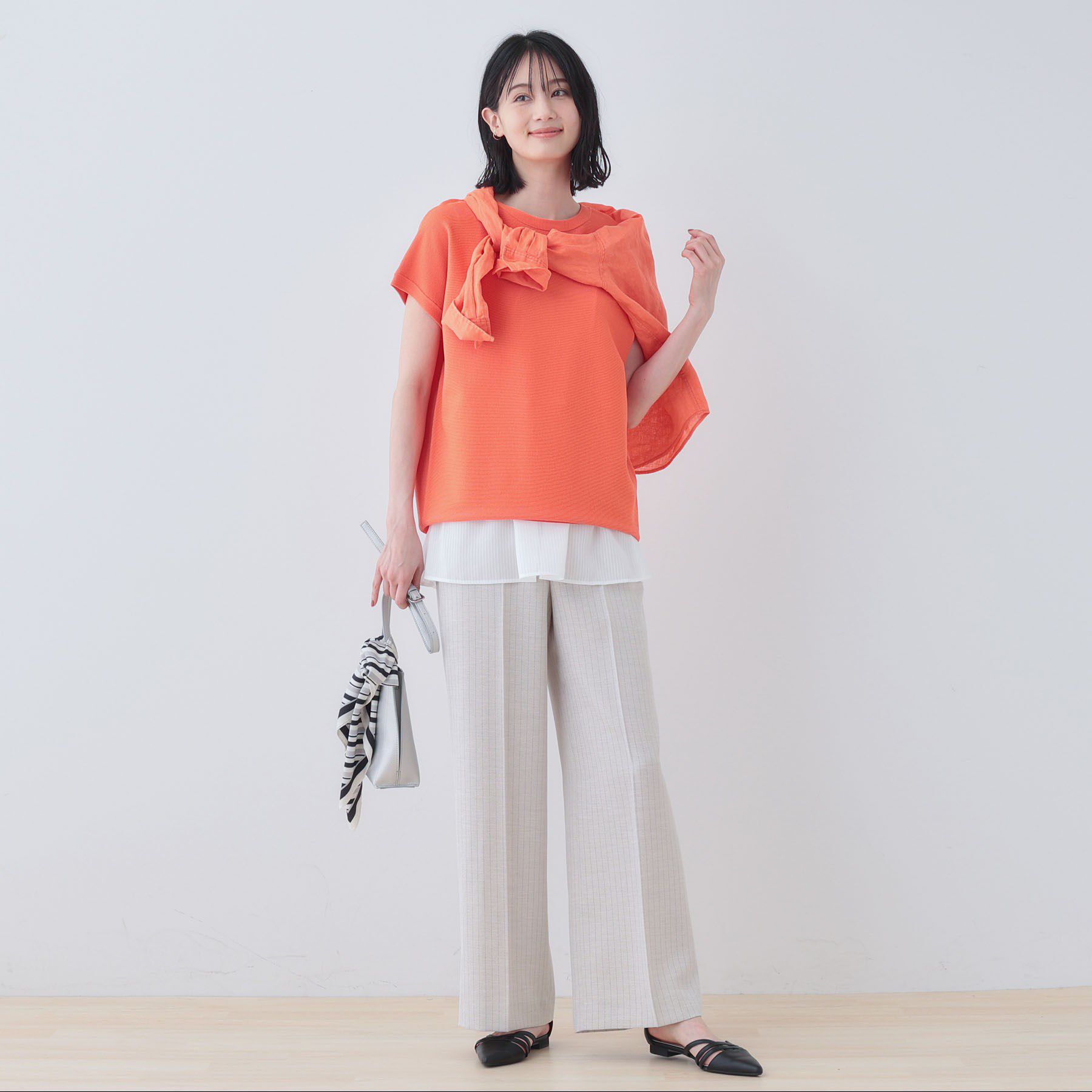 INDIVI「新色登場！【洗える／清涼感】レーヨンストレッチ フレンチスリーブニット」|ニット・セーター|