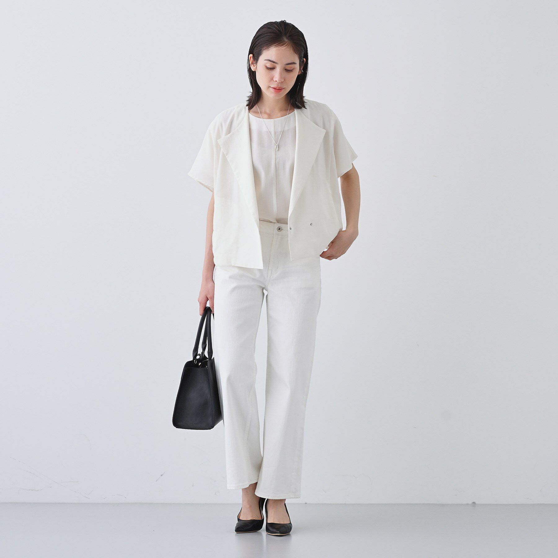 INDIVI「【通気性◎撥水／UVケア】フレンチスリーブ ブラウスライクジャケット」|テーラードジャケット|